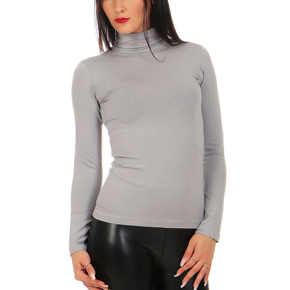 Rollkragenshirt Damen Langarm Rollkragen Shirt