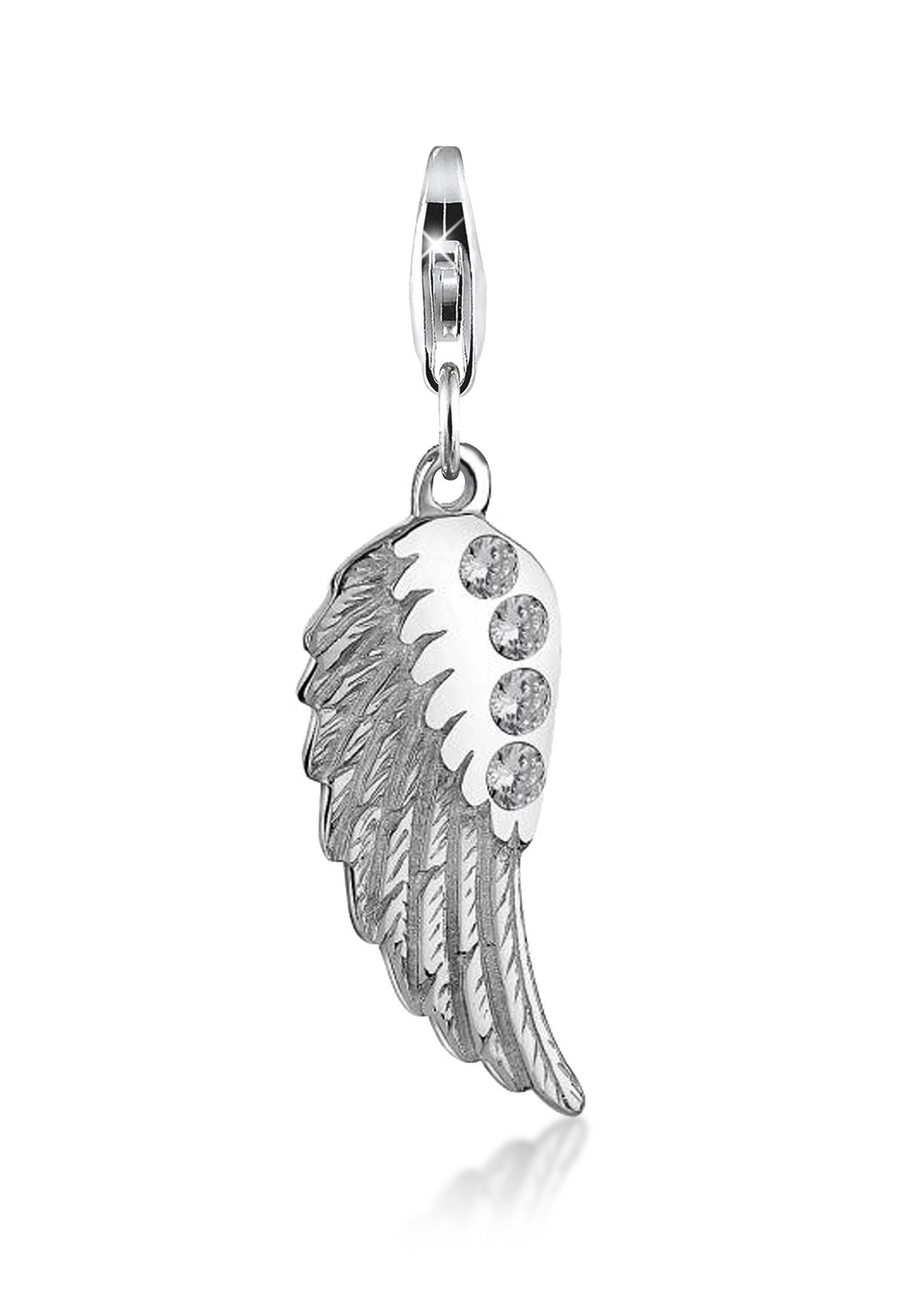Nenalina Charm-Einhänger Anhänger Flügel Zirkonia Glücksbringer 925 Silber, Flügel