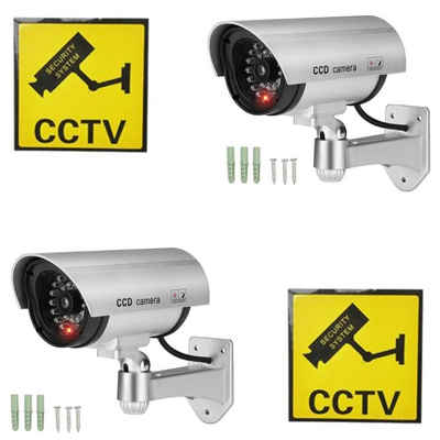 TronicXL 2x Dummy Cam Kamera attrappe mit Außen Outdoor Außenbereich Aussen Überwachungskamera Attrappe (Innenbereich, Außenbereich, 2-tlg., 2 x Dummy cam, blinkende LED CCTV Fake Einbruchschutz)