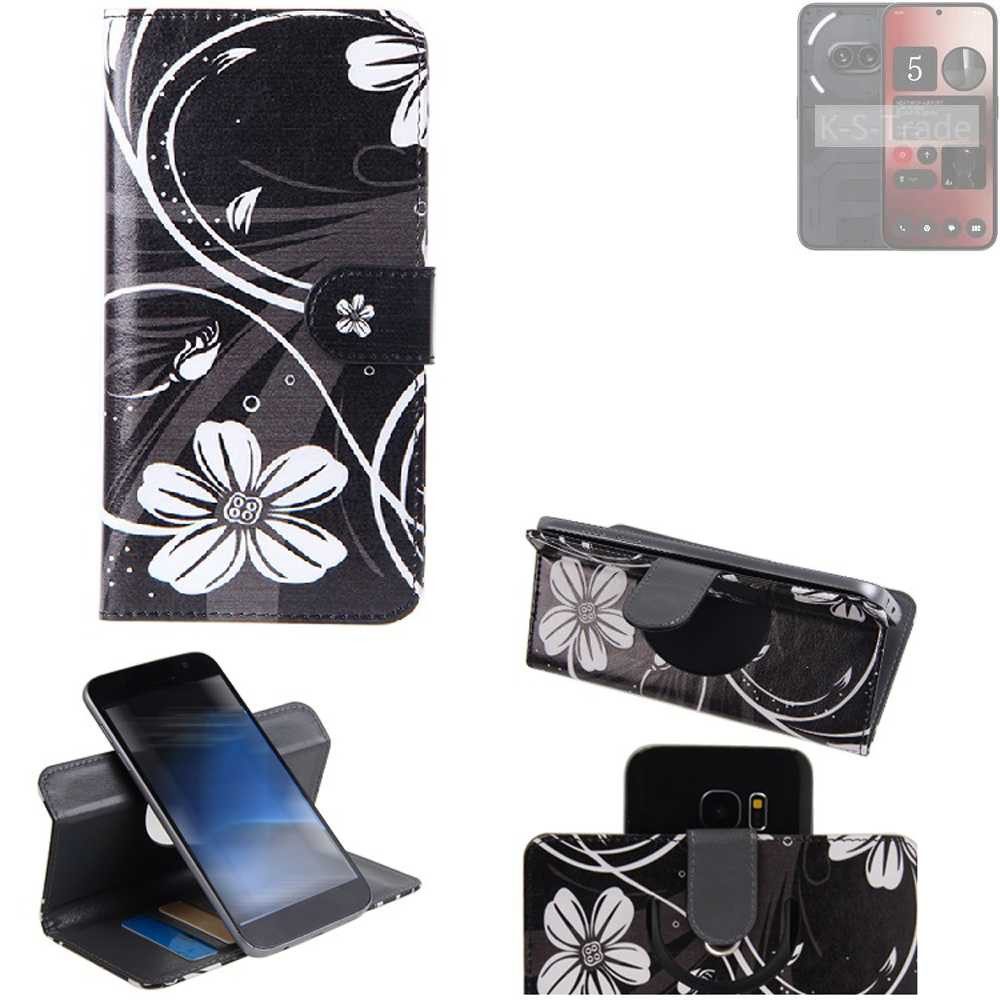 K-S-Trade Handyhülle für Nothing 2a, Schutzhülle Handyhülle Hülle 360° Wallet Case “Flowers“