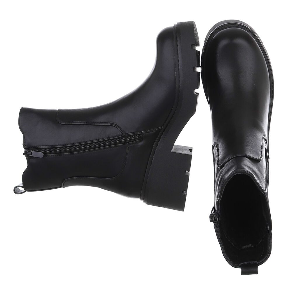 Ital-Design Damen Chelsea Boots mit Profilsohle und Blockabsatz Plateaustiefelette (92422331) Blockabsatz Stiefeletten in Schwarz – Bild 2 von 5