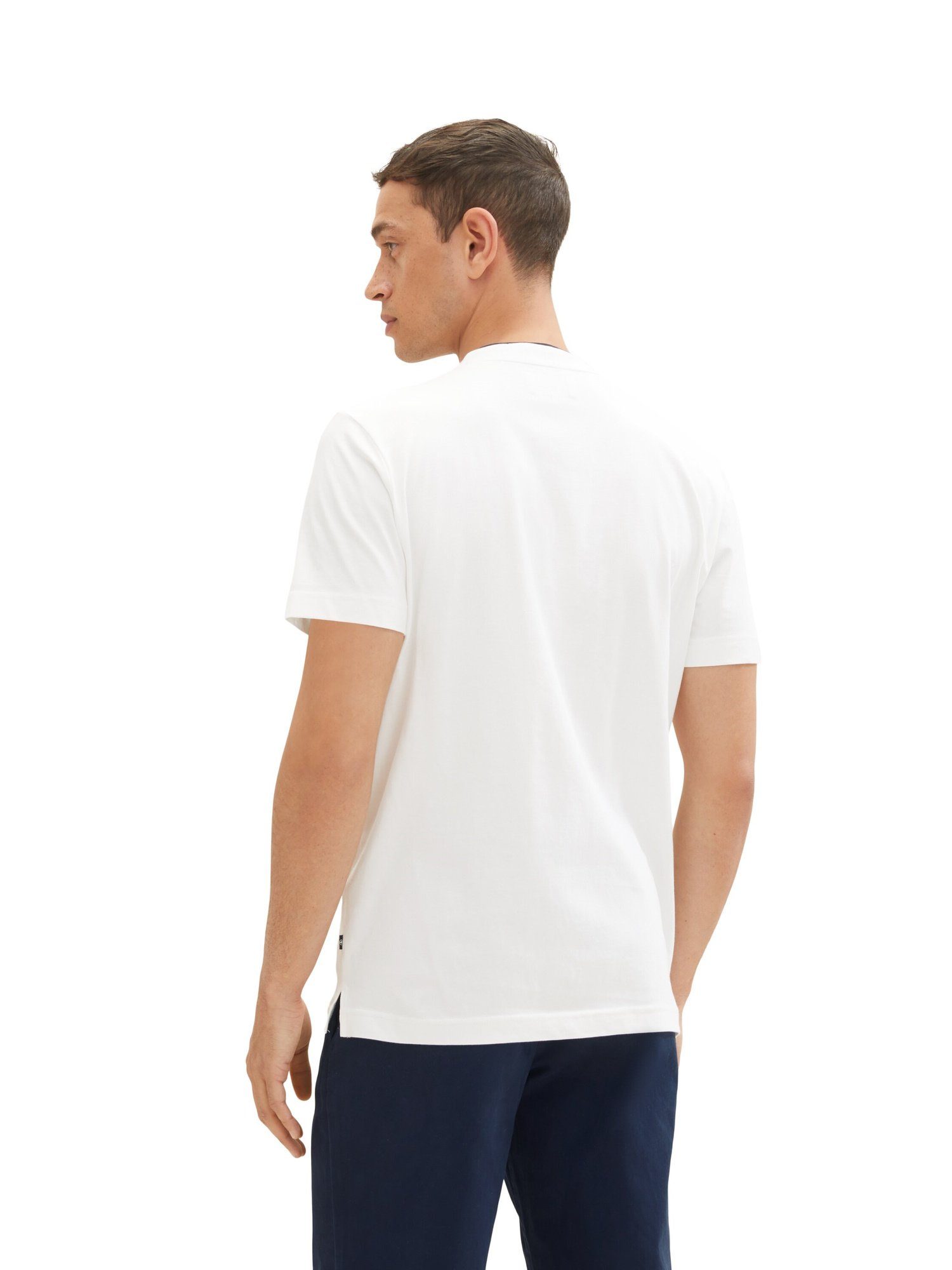 TOM TAILOR Henleyshirt T-Shirt Henley weiß Kurzarmshirt (1-tlg)