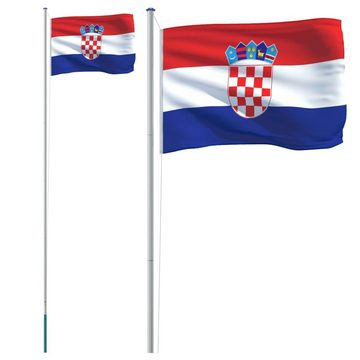 vidaXL Fahne Flagge Kroatiens mit Mast 6,23 m Aluminium