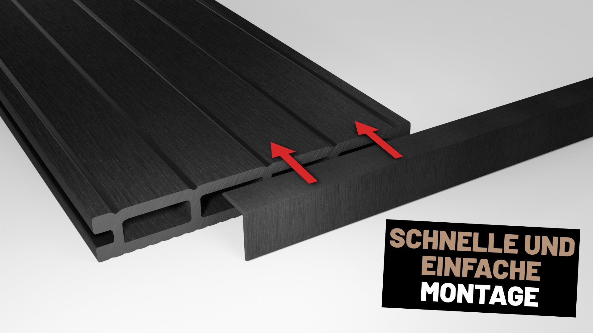 Endorphin Terrassendielen ® WPC Abschlussleisten 10er Set Anthrazit 110cm Winkelprofil 5,5 x 4,5, BxL: je 5.5x110.0 cm – Bild 5 von 5