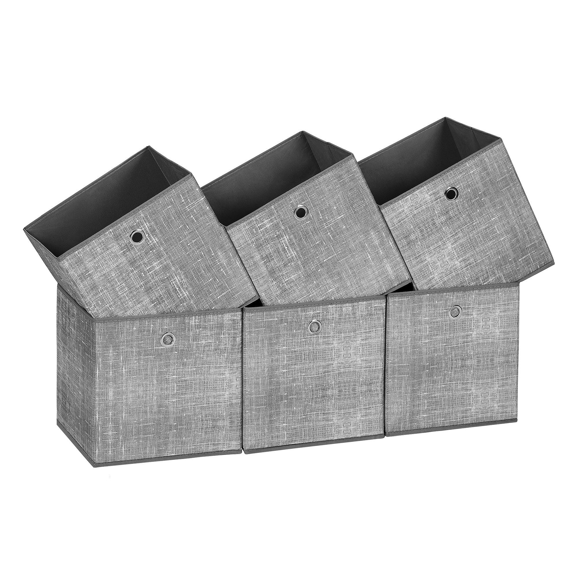 SONGMICS Aufbewahrungsbox Aufbewahrungsboxen, stoff, Ordnungsboxen, Organizer (Aufbewahrung, für Würfelregal, mit Griff), 6er Set, Faltbox, 30x30x30 cm, grau