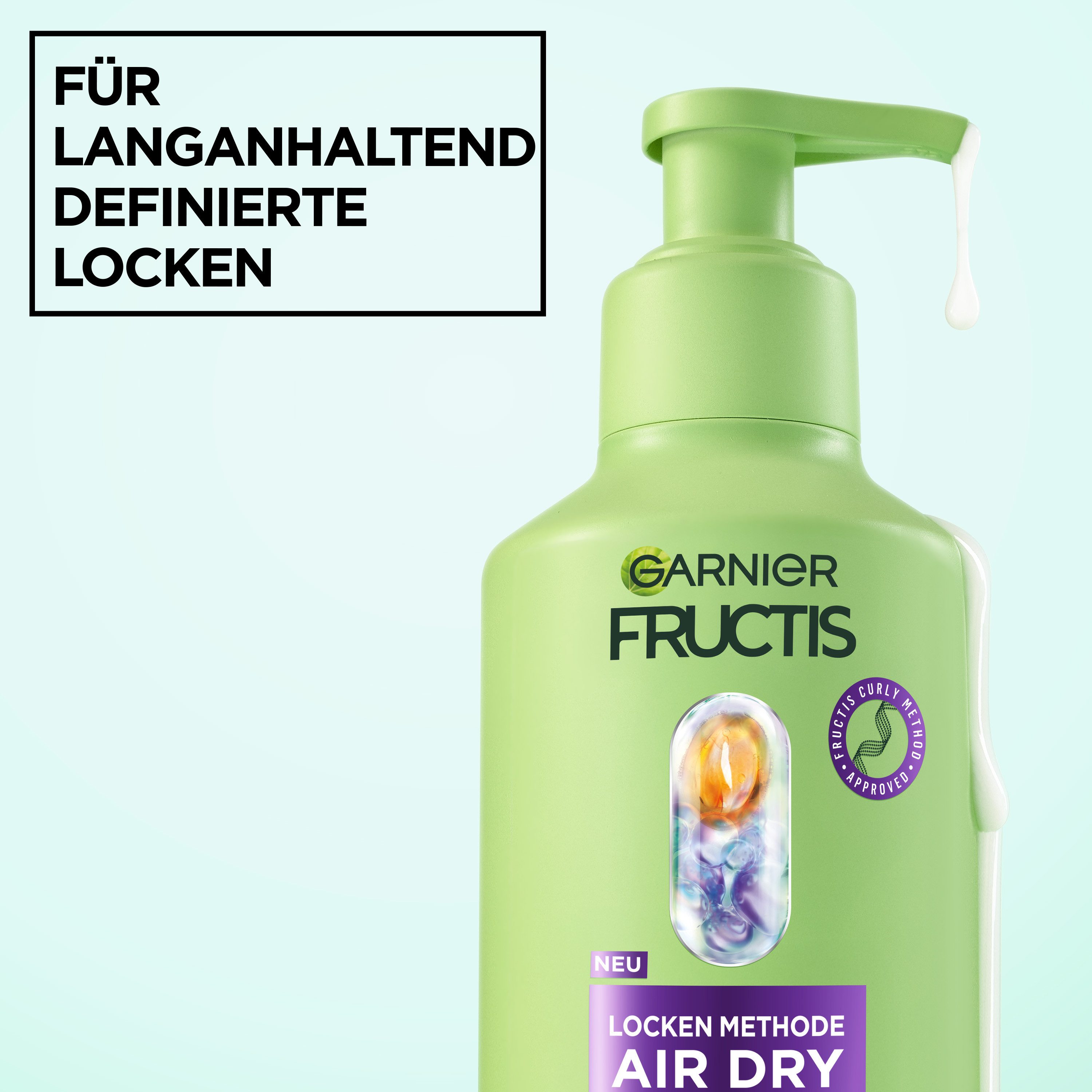 GARNIER Leave-in Pflege LOCKEN METHODE AIR DRY CREAM, Für lockiges Haar, bändigt Frizz bis zu 100 Stunden