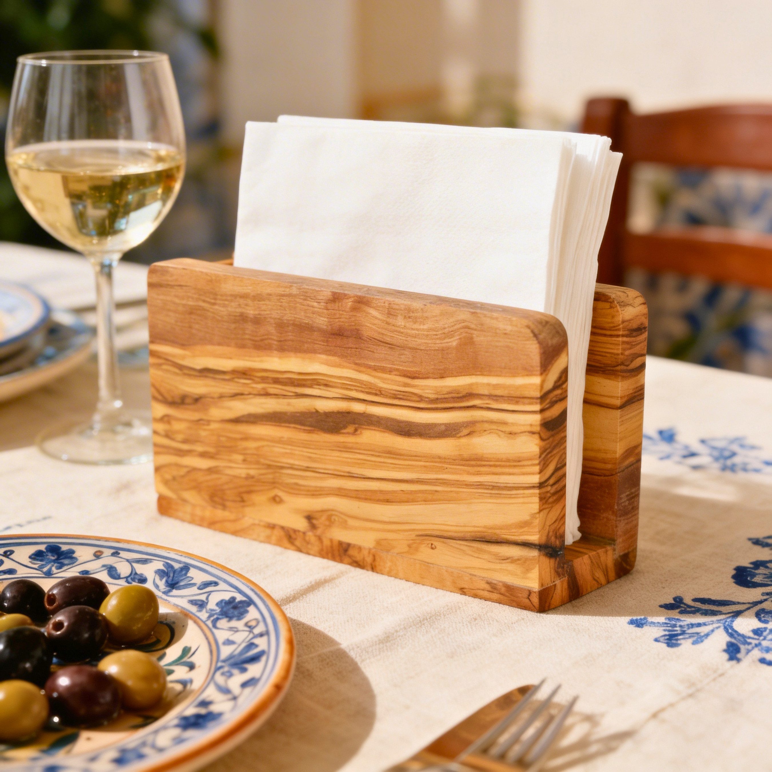 NATUREHOME Serviettenhalter Serviettenhalter Olivenholz NATUREHOME 16 x 10 x 5 cm, Olivenholz, (1-tlg), Mediterranes Olivenholz, Handarbeit