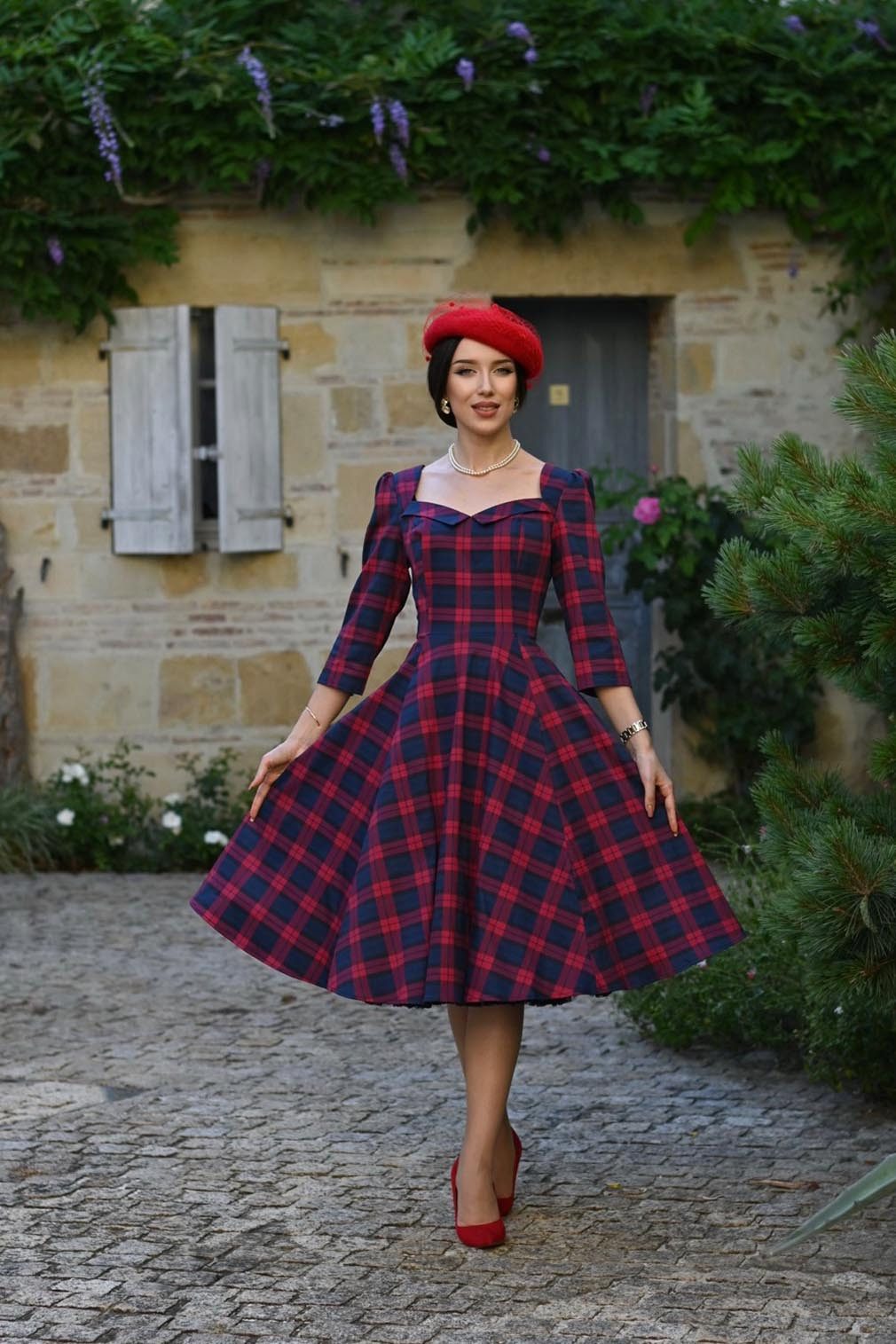 Hearts & Roses London A-Linien-Kleid Margot Tartan Kariert Vintage Retro 50 günstig online kaufen