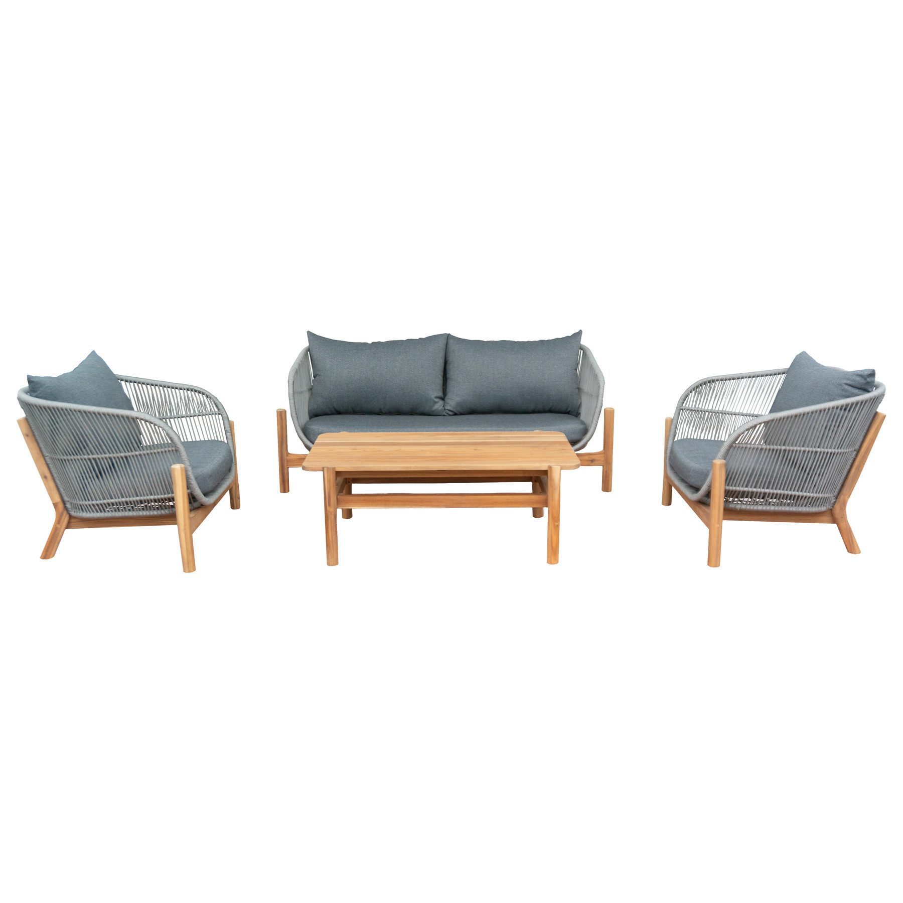 riess-ambiente Loungeset ROPE grau / natur · wetterfest, 1x Sofa - 2x Sesse günstig online kaufen