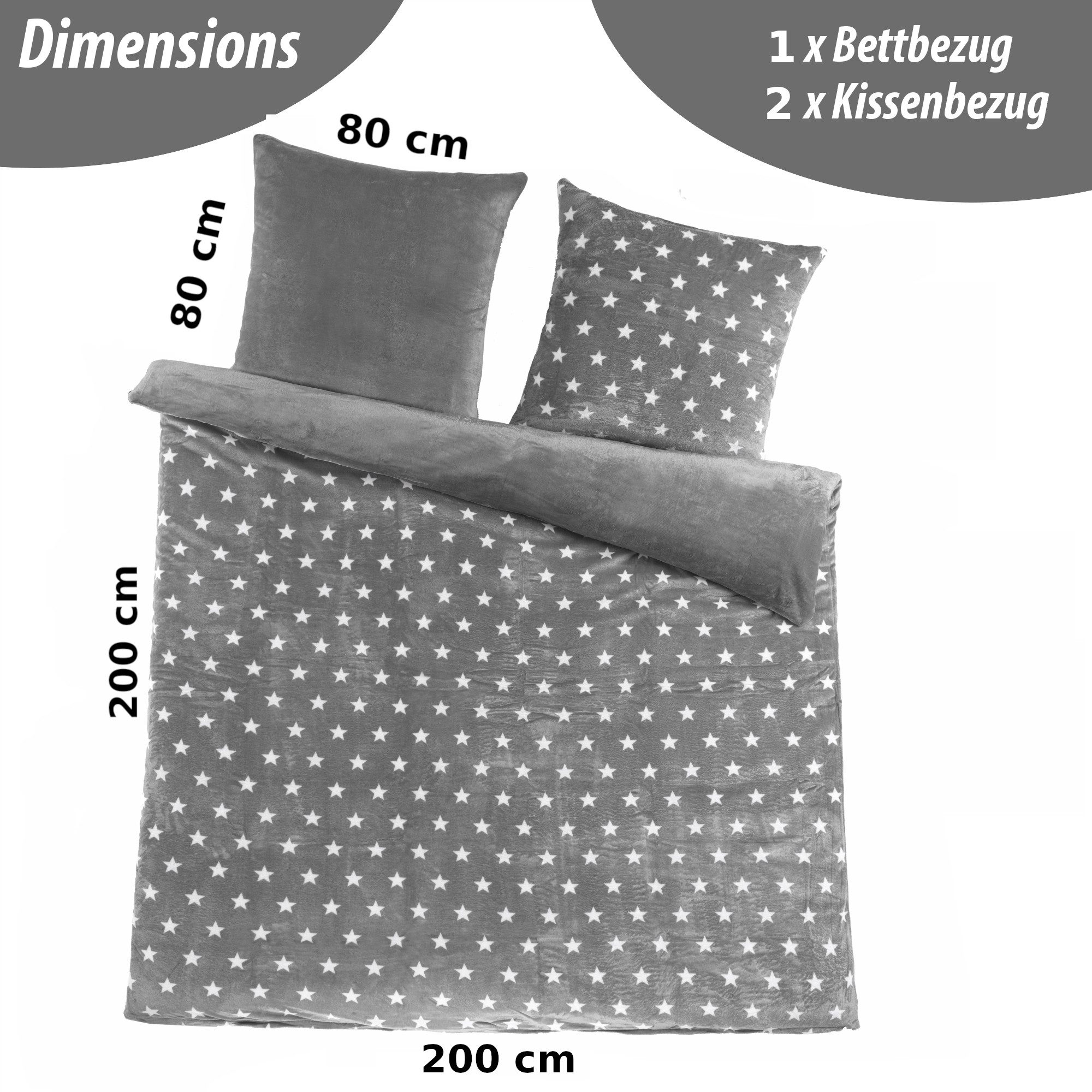 Malika Wendebettwäsche 200x200 + 2x 80x80 cm Cashmere Touch Sterne Bettwäsc günstig online kaufen