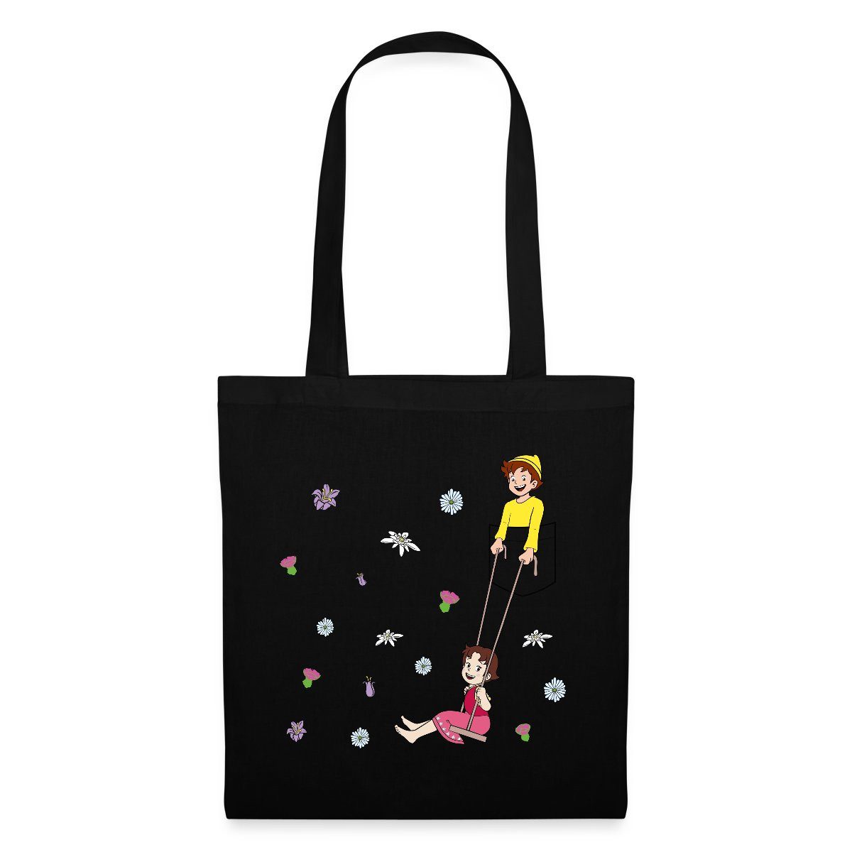 Spreadshirt Henkeltasche Heidi Schaukelt Mit Peter Brusttasche Stoffbeutel (1-tlg)