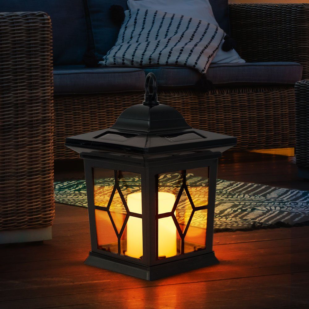 GLOBO LIGHTING LED Solarleuchte, LED Solar Garten Laterne Steck Leuchte Feuer Flacker Effekt Außen Deko