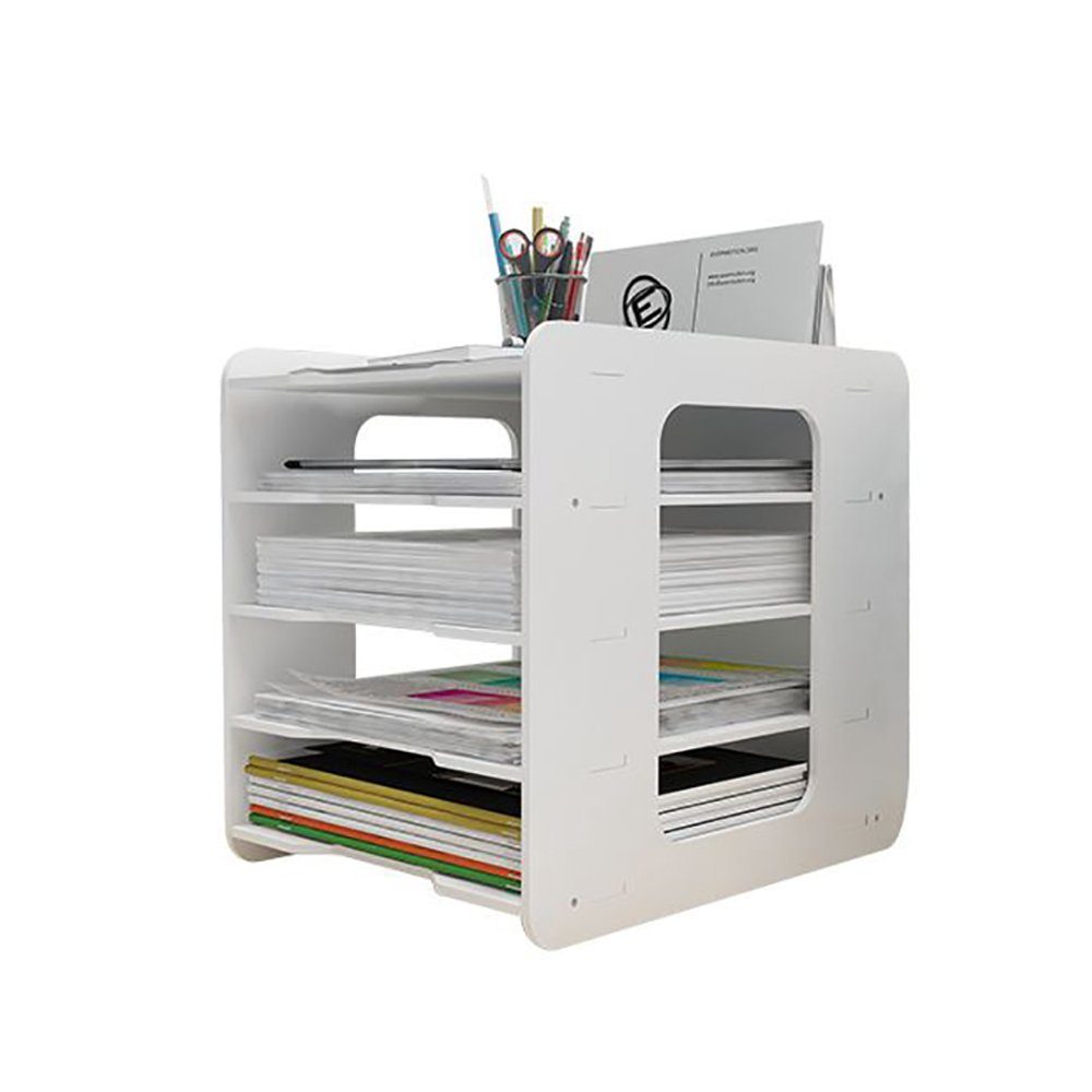 GelldG Organizer 5 Tier Schreibtisch Organizer Briefablage Desktop-Aktenhalter Weiß