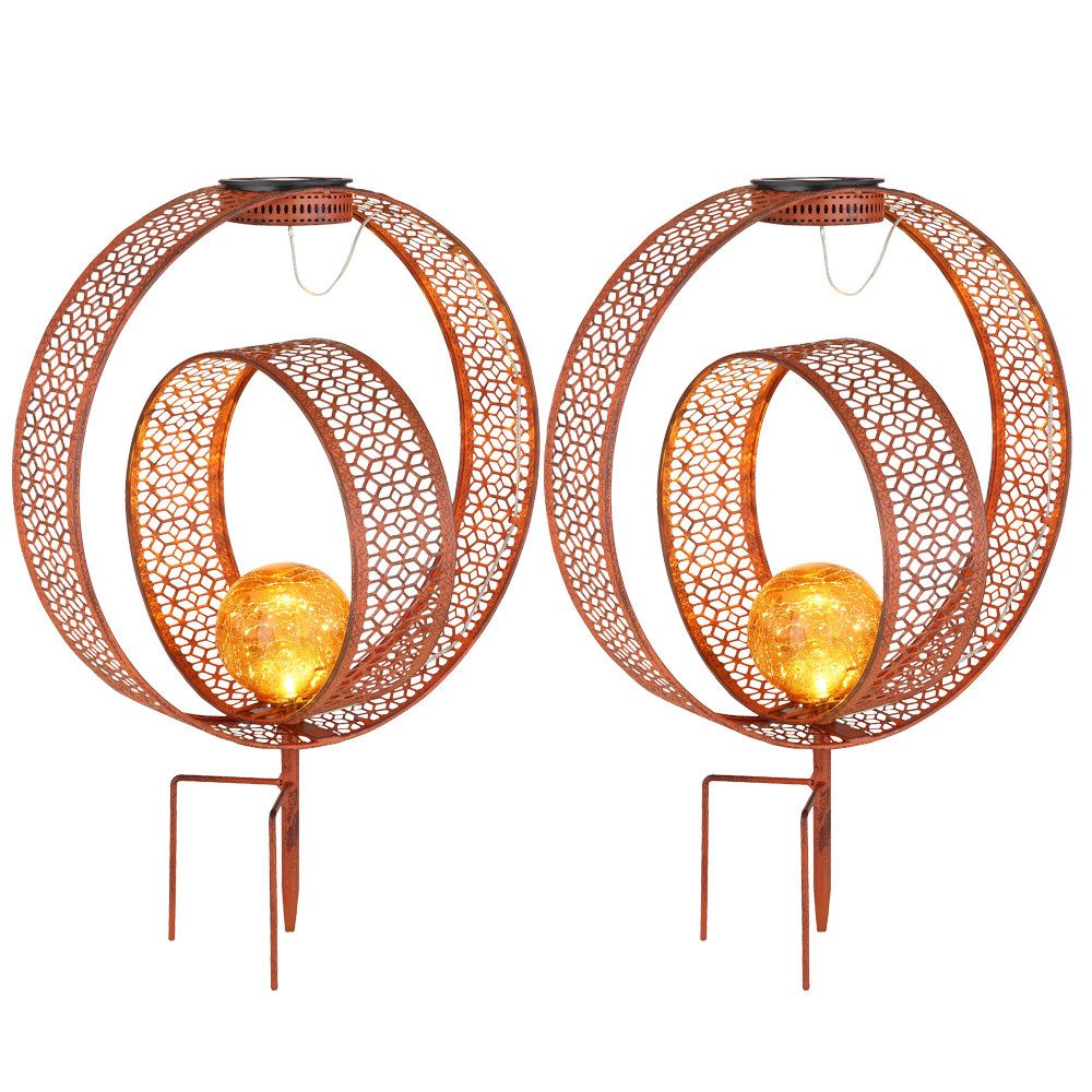 GLOBO LIGHTING LED Solarleuchte, LED-Leuchtmittel fest verbaut, Warmweiß, 2x Solarlampe orientalische Kugel Dekoleuchte Garten