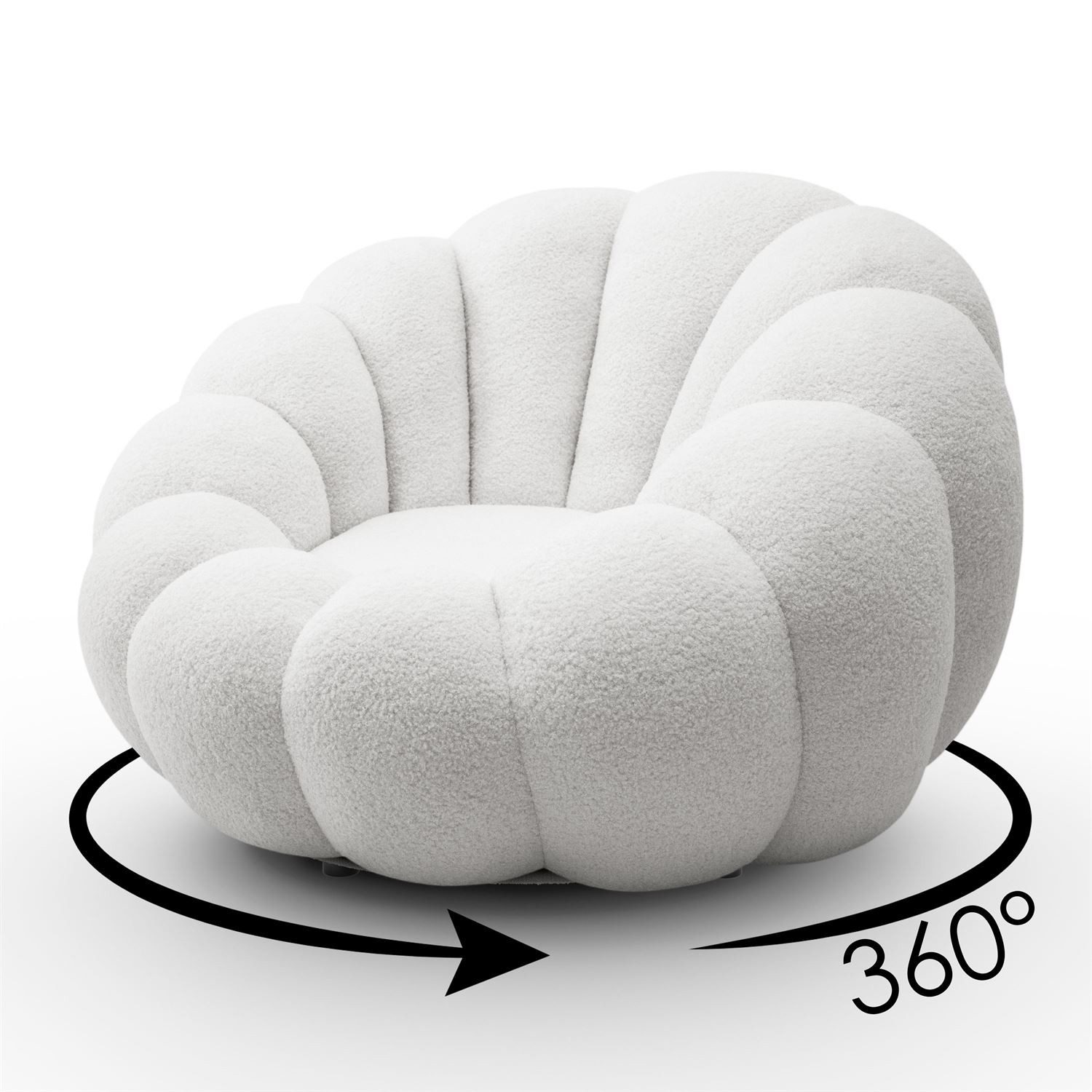 yourhouse24 Drehsessel ORIA, Boucle-Stoff, Sessel mit Fußstütze (Set, 2-St., Relaxsessel mit Hocker), 360° drehbar, Low-Seating