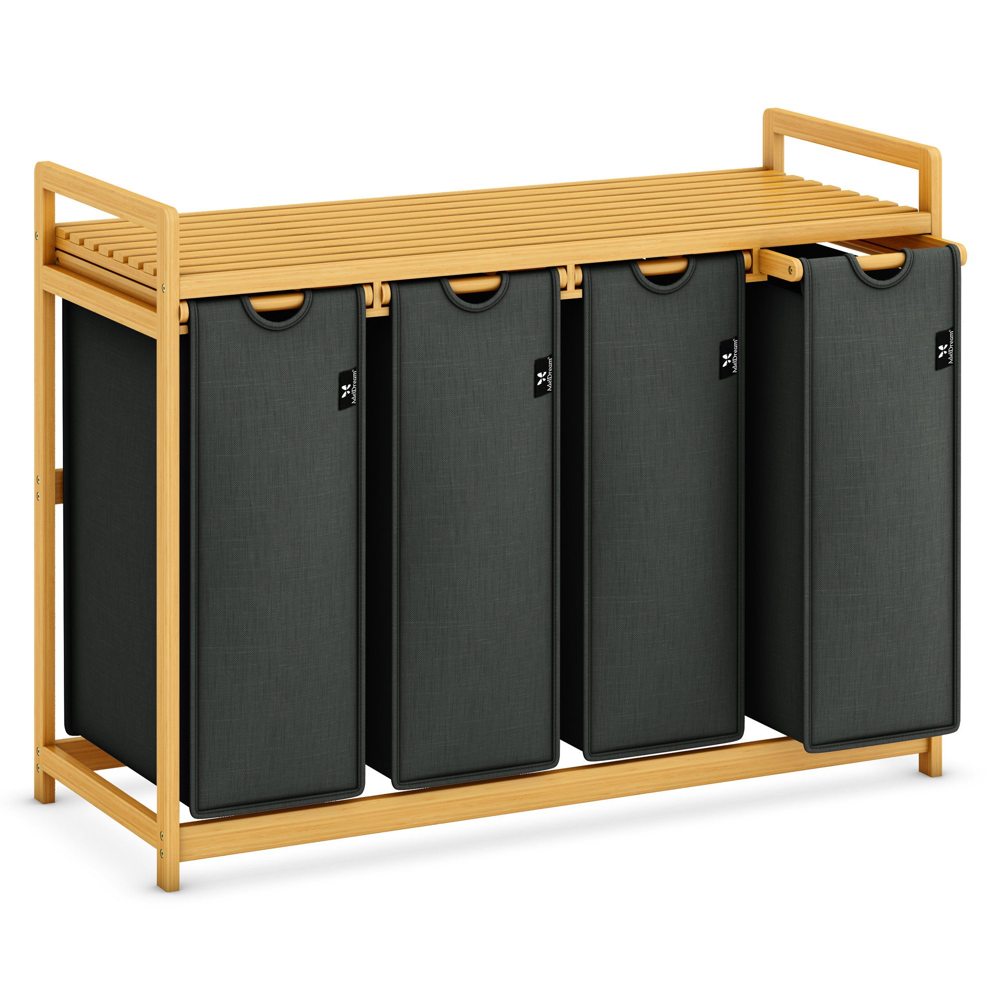 AdelDream Wäschekorb mit Bambusrahmen,200 l, 4 Fächer,Wäschesortierer günstig online kaufen