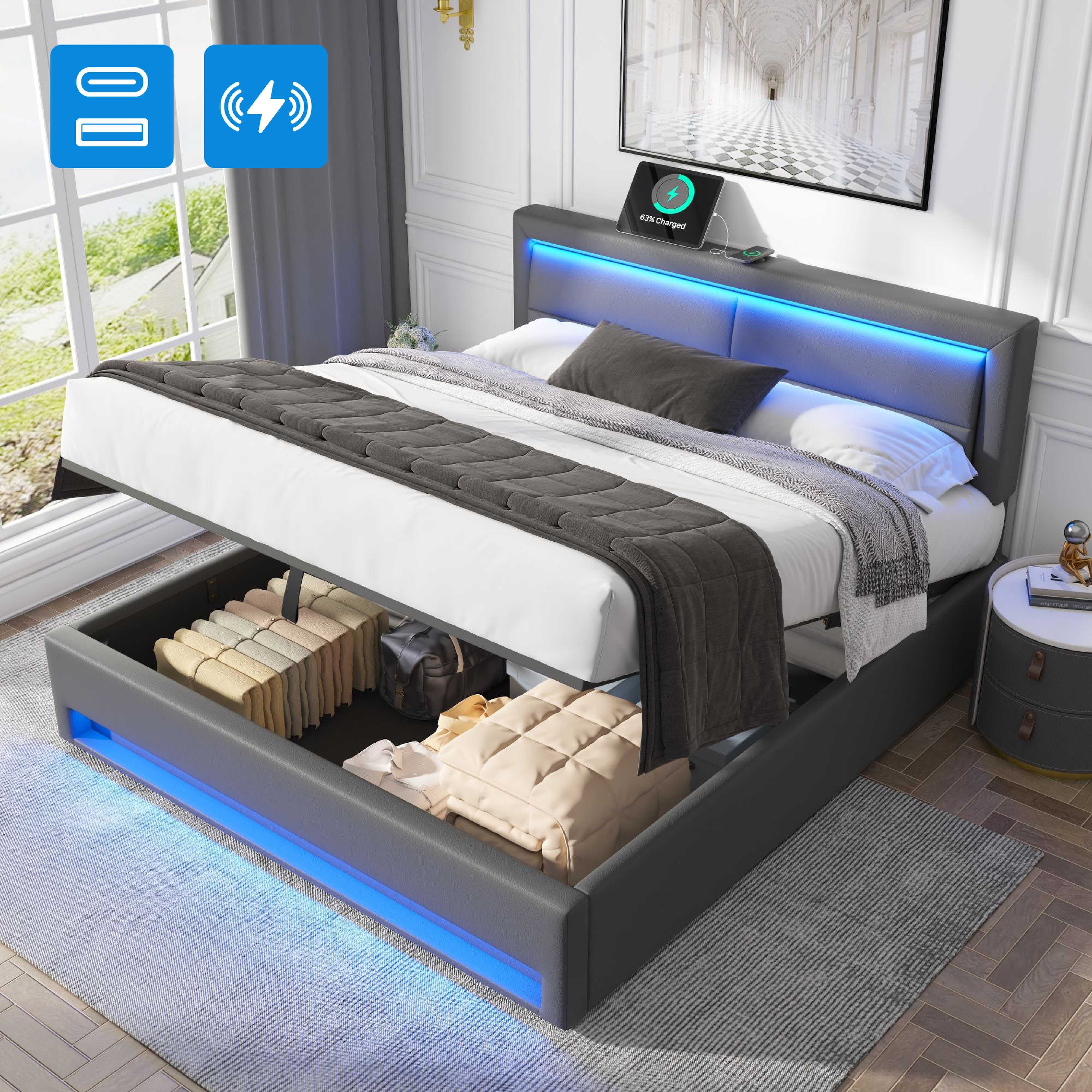 BlingBin Polsterbett Hydraulisches Bett, Stauraumbett, Funktionsbett günstig online kaufen