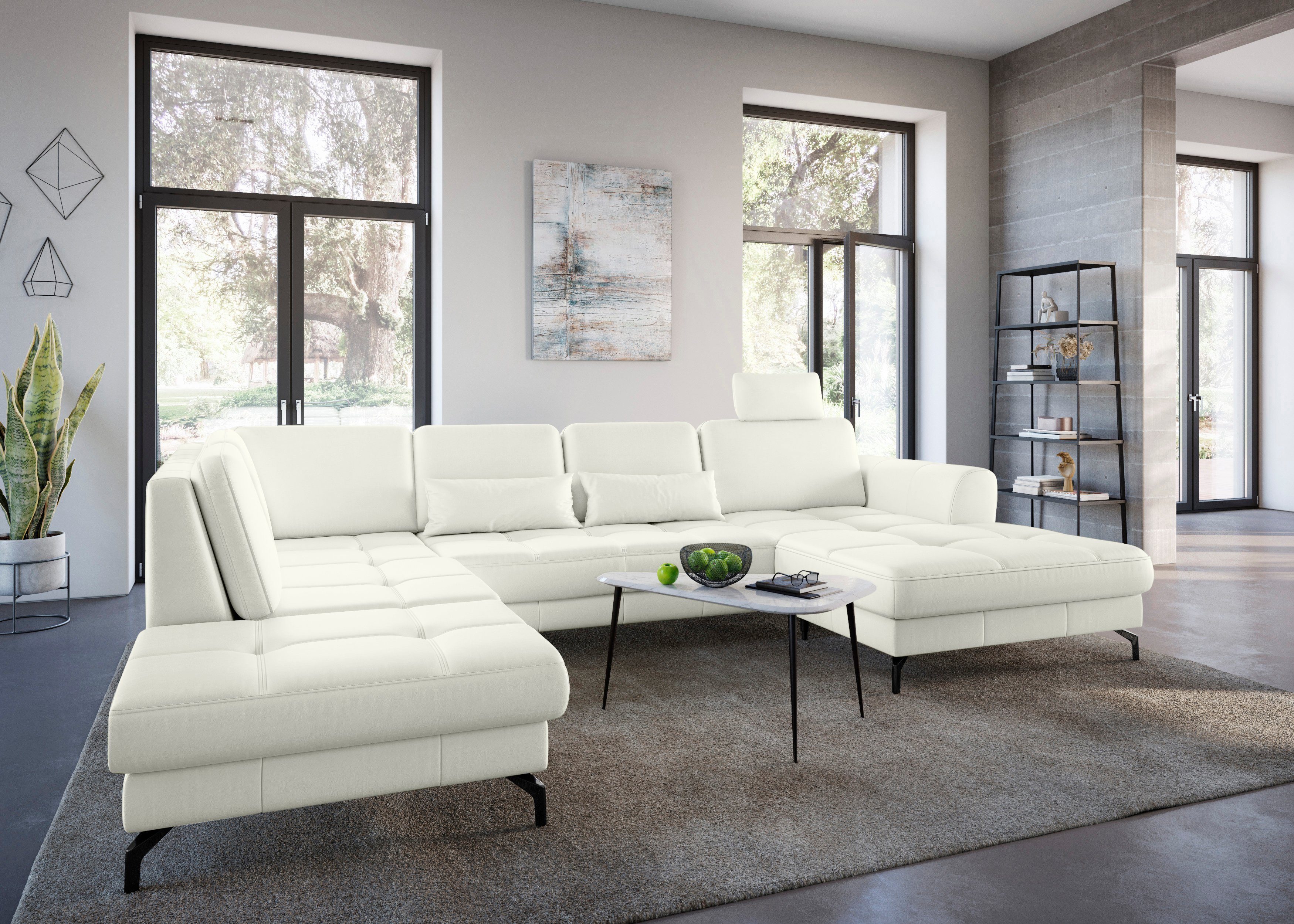 sit&more Wohnlandschaft Bendigo U-Form, inklusive Sitztiefenverstellung, Bodenfreiheit 12 cm, in 2 Fußfarben