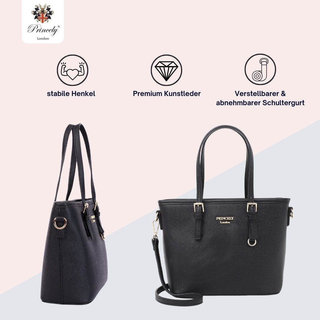 Princely London Handtasche Beverly Small - Handtasche - Kleine Shopper-Tasche mit Schultergurt