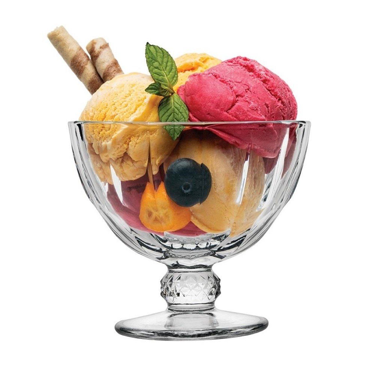 Pasabahce Eisschale Diamond 2er Schüssel-Set für Eiscreme 280 ml aus Glas transparent, (2-tlg)