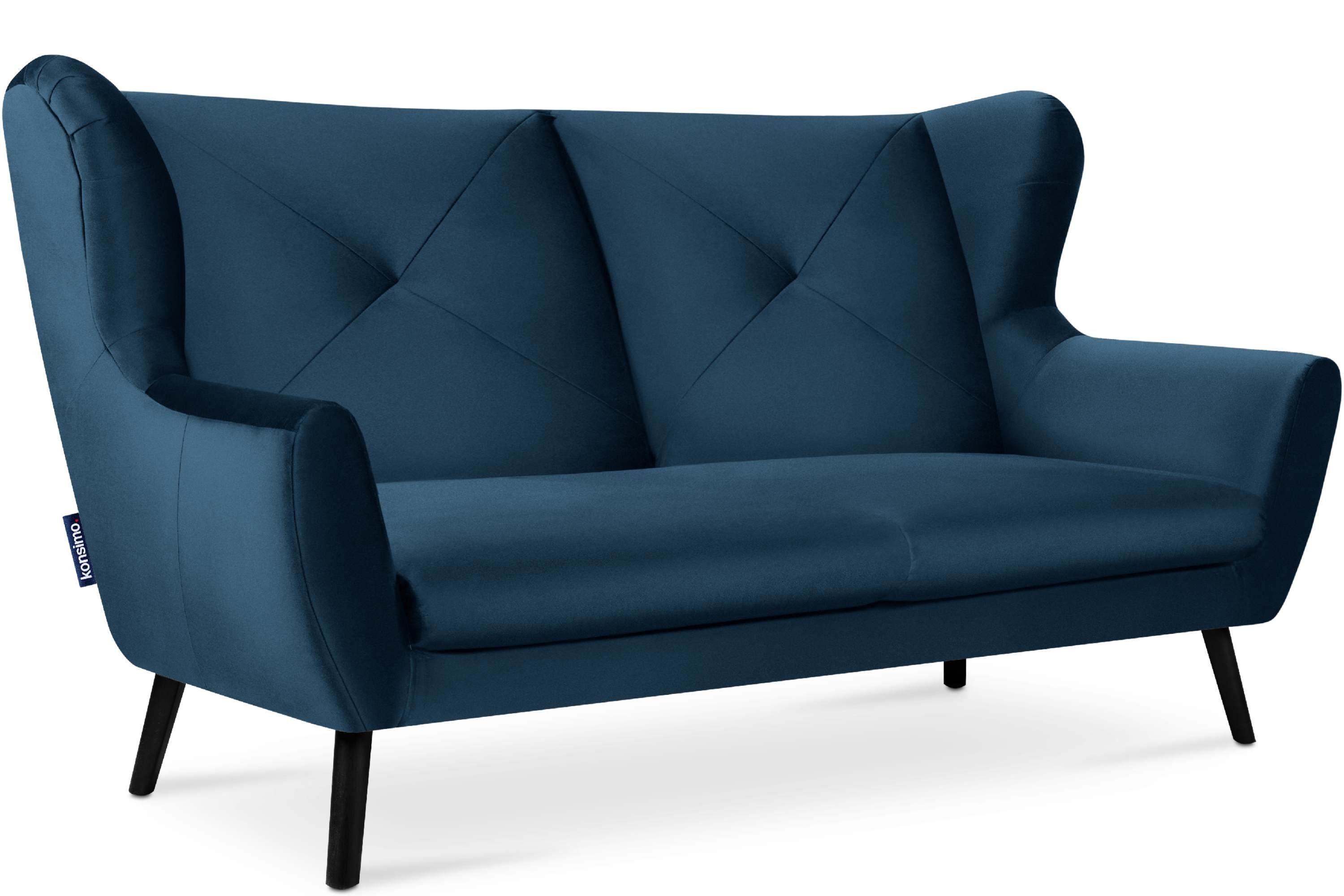 Konsimo Sofa marineblau Sofa | wasserabweisender Schaumstoff marineblau Sitzer, MIRO im bequemer 3 Oberstoff, Sitz