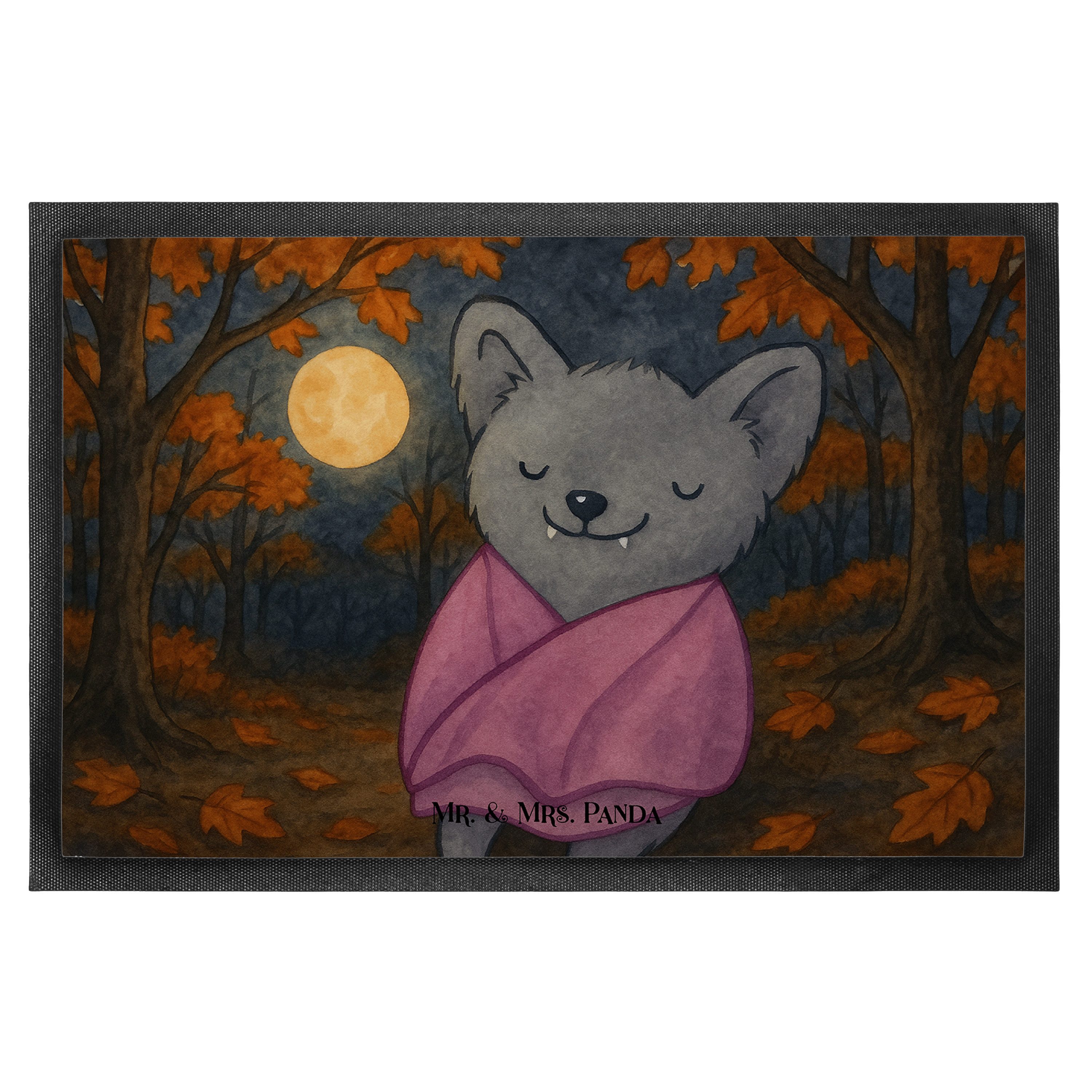 Mr. & Mrs. Panda Fußmatte Fledermaus Chillt Design, Schmutzfangmatte 40 x 60 cm, Weiß, Fußabstr, rechteckig, Höhe: 40 mm, Outdoor-Matte Schmutzmatte Eingangsteppich