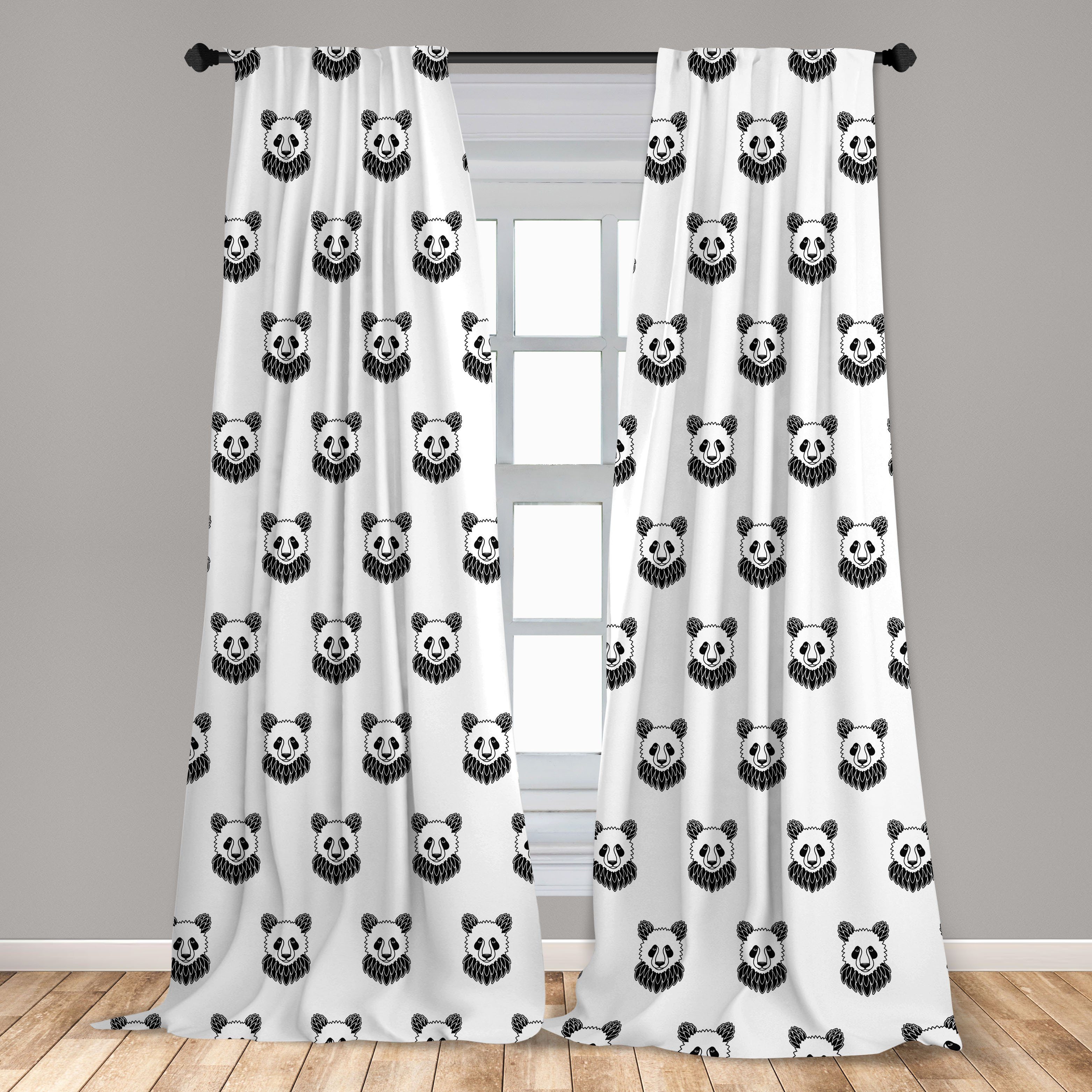 Dekor, Portraits Tätowieren Schlafzimmer Panda-Bär Wohnzimmer Vorhang Microfaser, Abakuhaus, für Gardine