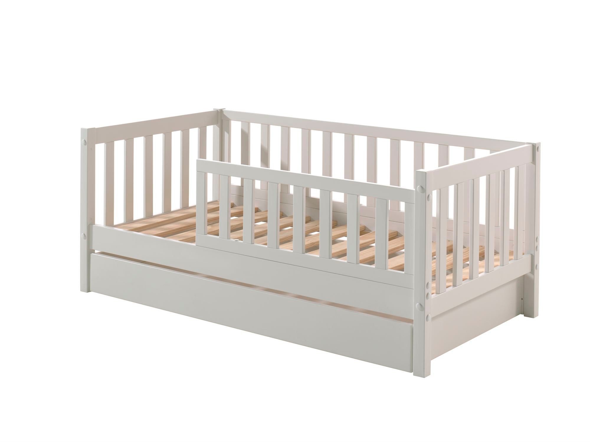 Kinderbett Juniorbett Karie 148x76x60 Kinderbett Einzelbett Massivholz+MDF Weiß