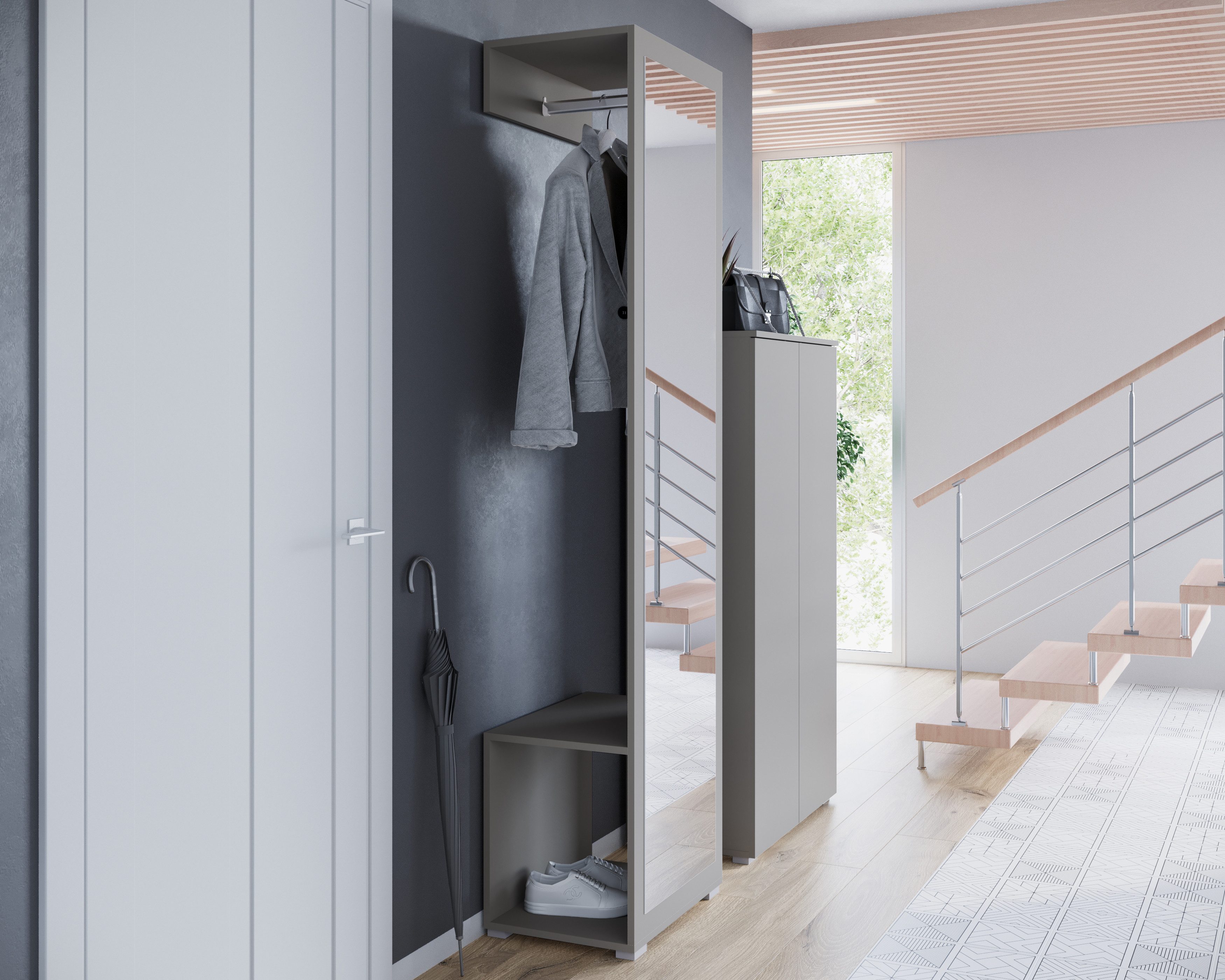 OTTO home Garderoben-Set PARIS/ TOKYO, (Komplett-Set, 2-St), Garderoben-Set Breite 130cm, moderne grifflose Flurmöbel Kleiderstange – Bild 5 von 5