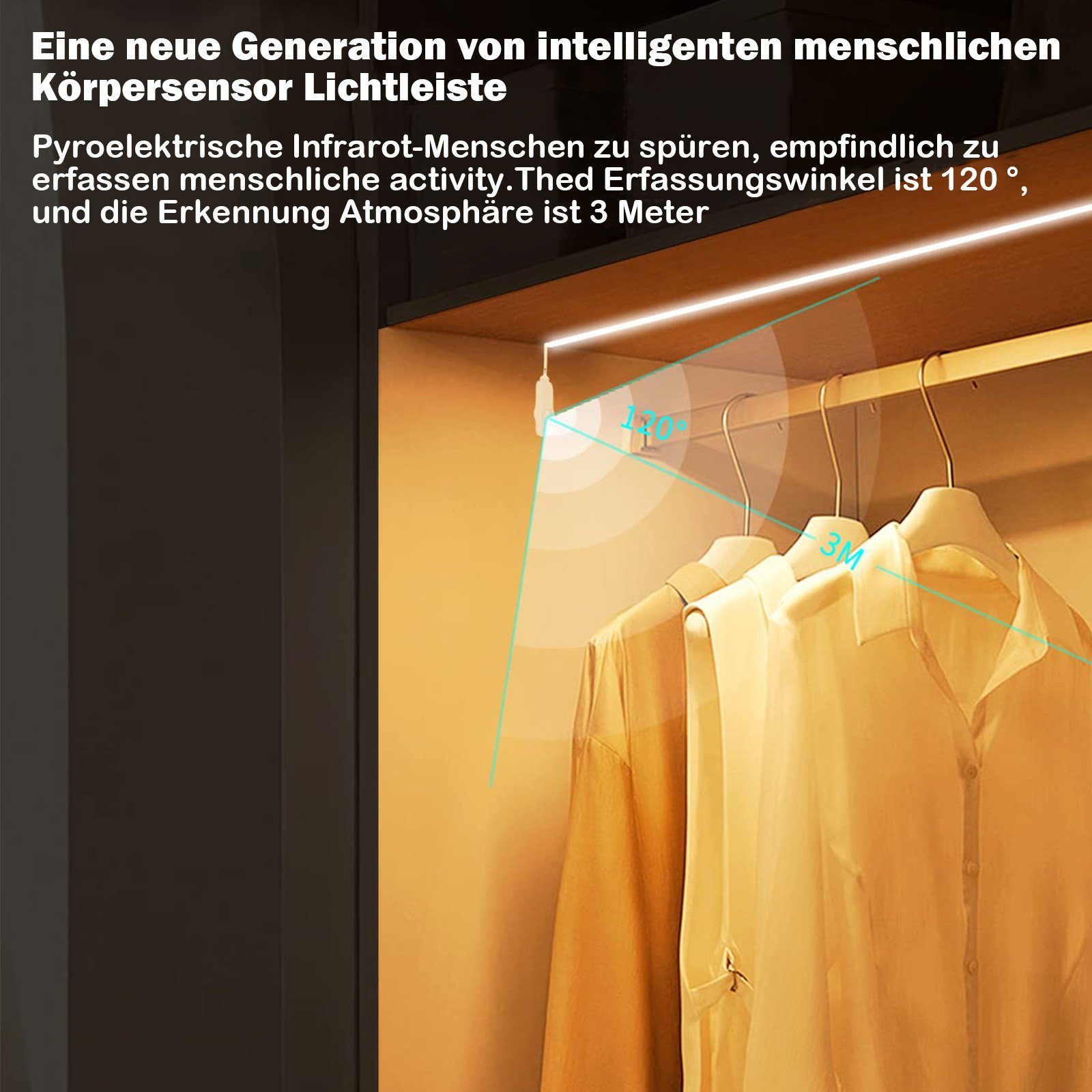 Jibenhome LED Stripe Bewegungsmelder LED-Lichtleiste RGB, günstig online kaufen