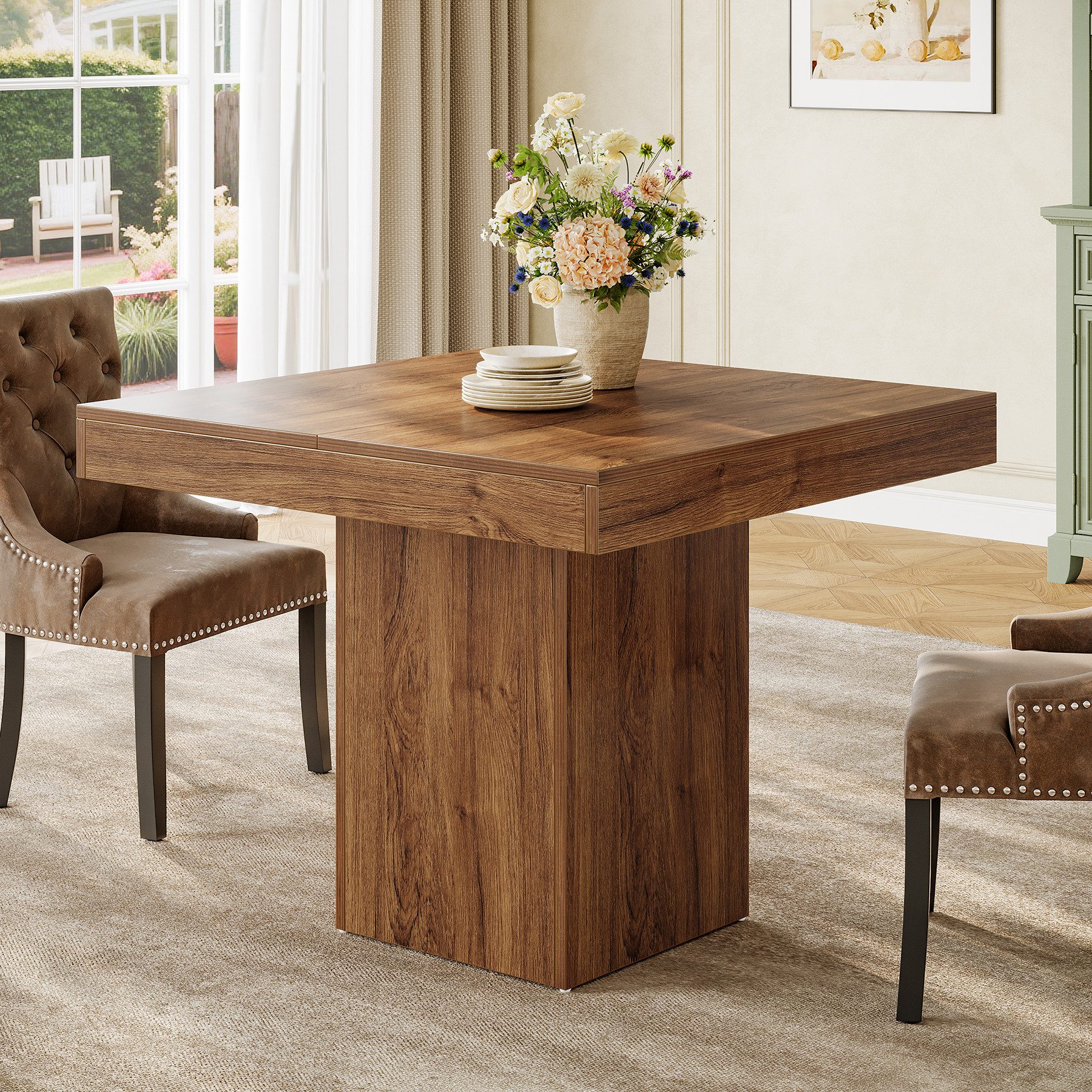 Tribesigns Esstisch Quadratischer Küchentisch für 4 Personen, 100 cm Holz Esszimmertische