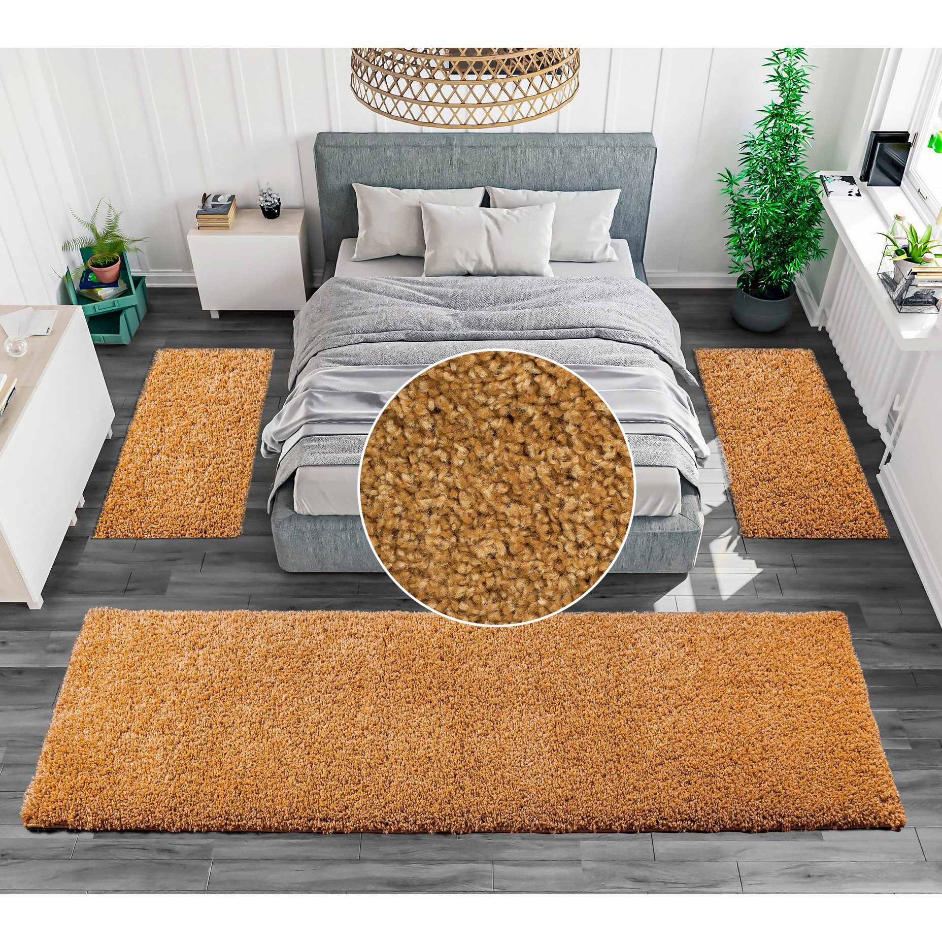 Bruno Banani Bettumrandung Shaggy Soft, Höhe 30 mm, (3-tlg), gewebt, Uni-Fa günstig online kaufen