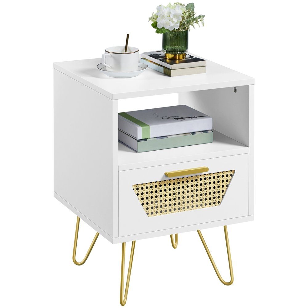 Yaheetech Nachttisch 40x40x55 cm (1-St), Rattan Beistelltisch mit 1 Schubla günstig online kaufen