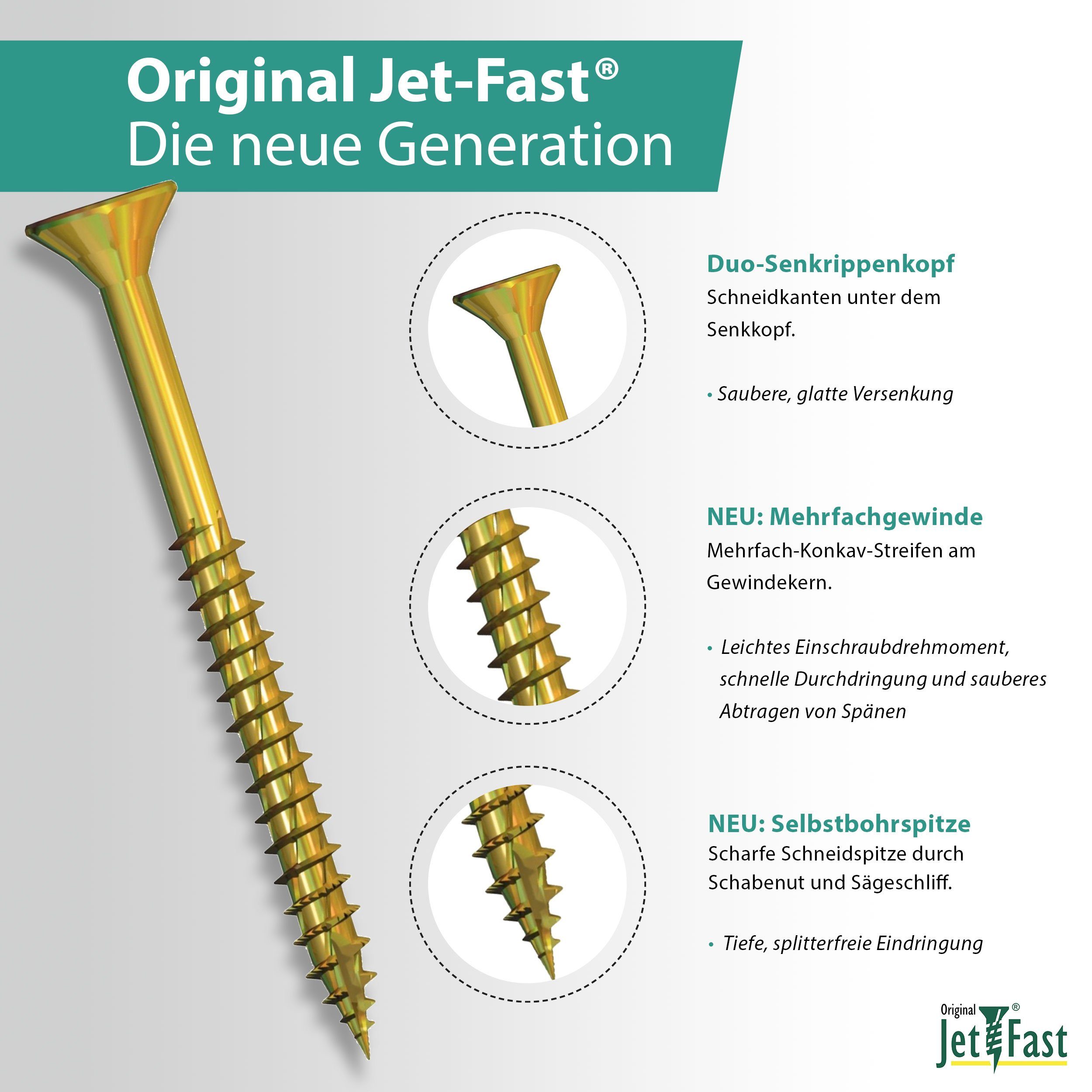 Jet-Fast Schrauben-Set Universalschrauben Set L Goldline