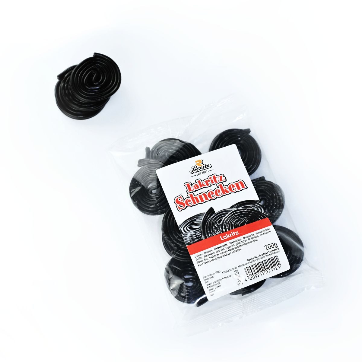 Rexim Süßigkeit Rexim Lakritz Schnecken 200g – Klassiker aus süß‑würzigem Lakritz, 200 g
