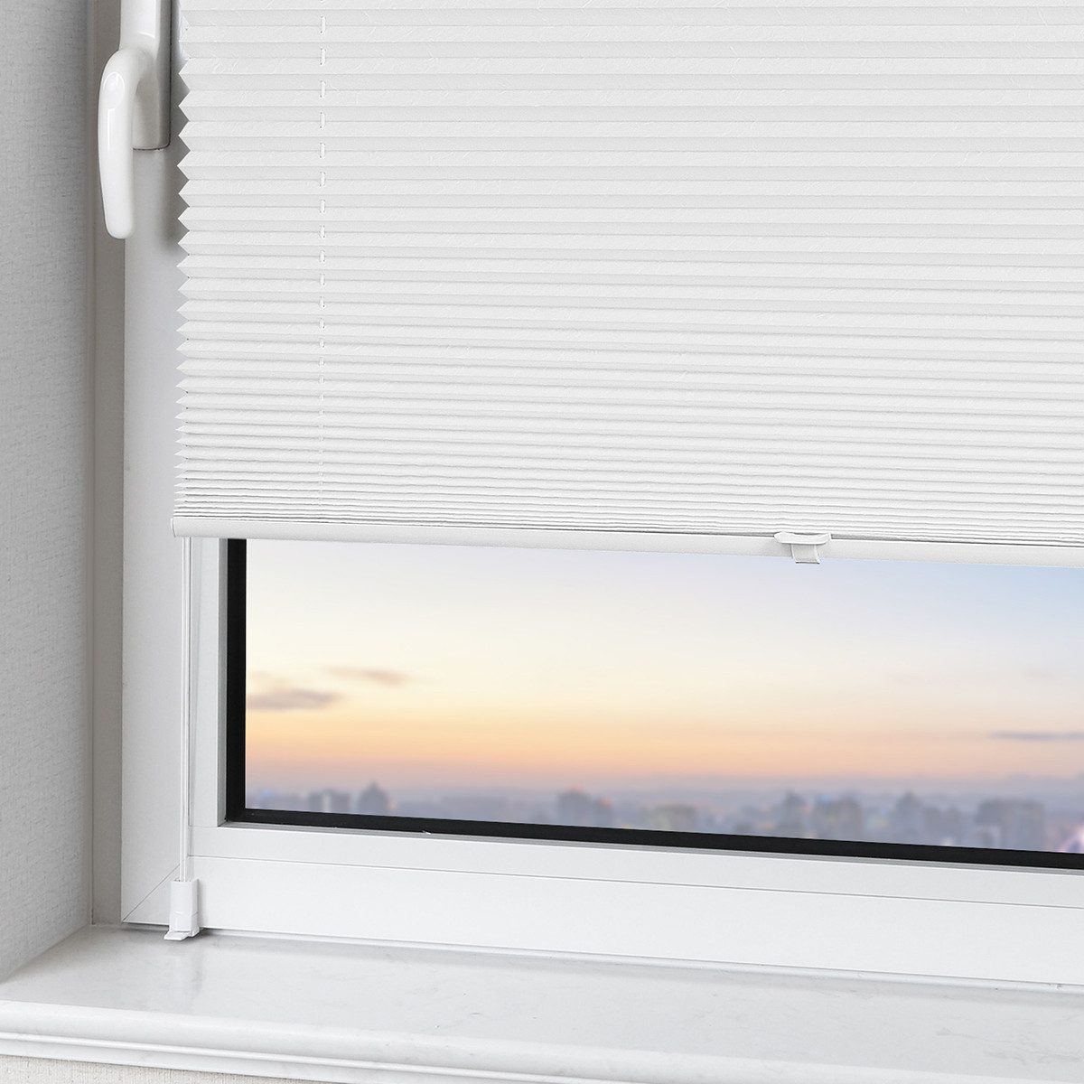 Vkele Plissee Ohne Bohren,Klemmfix,Weiß, Einfach Montage, Klemmträger, Easyfix Faltrollo mit Klemmträger Sonnenschutz und Sichtschutz