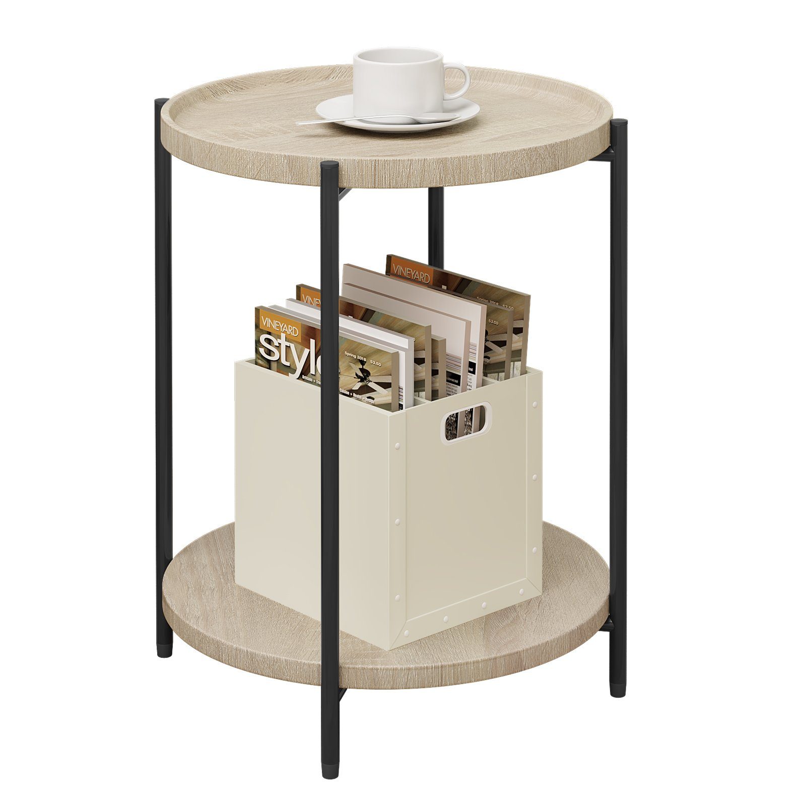 Woltu Beistelltisch (1-St), mit 2 Ablagen Abnehmbarer Tischplatte aus MDF günstig online kaufen