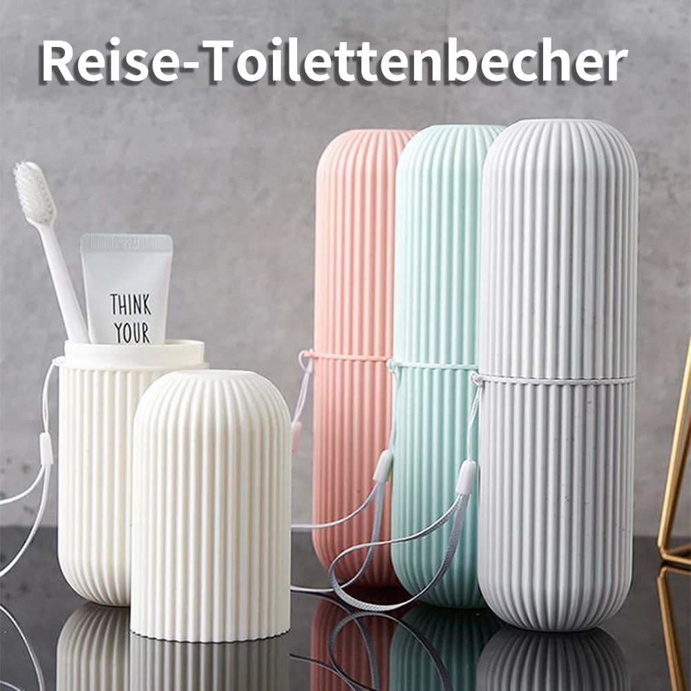 FELIXLEO Zahnputzbecher 4er Zahnbürsten Etui Box Reise Zahnputzbecher mit 4 Abdeckungen