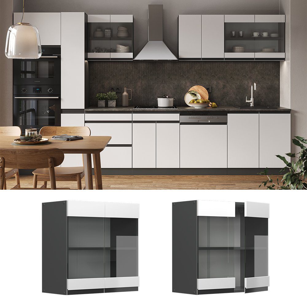 Vicco Glashängeschrank R-Line, Weiß/Anthrazit, 60 cm günstig online kaufen