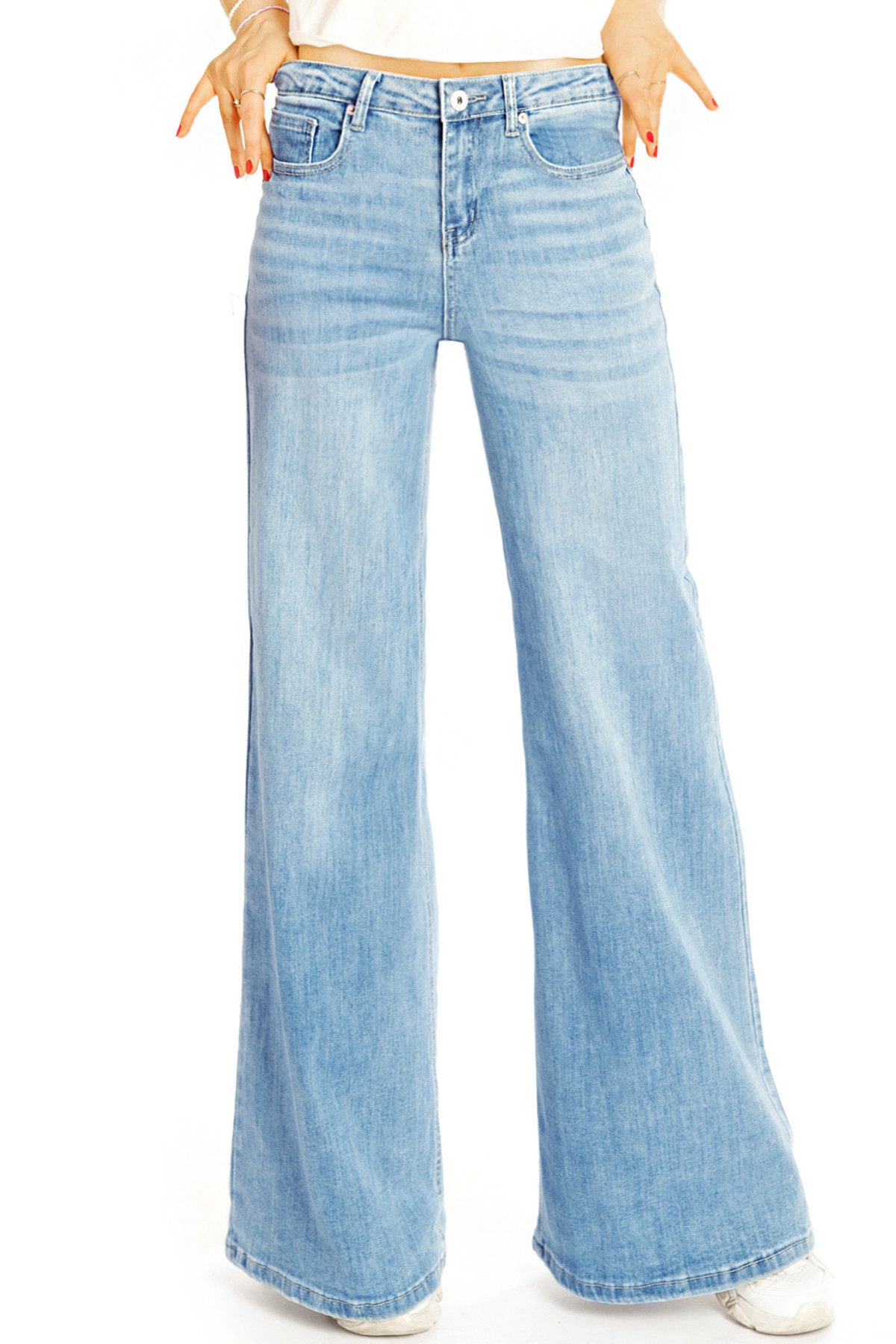 be styled Weite Jeans Weit geschnittene Bootcut Jeans Hose stretch Wide Leg - Damen - j28L-2 mit Stretch-Anteil