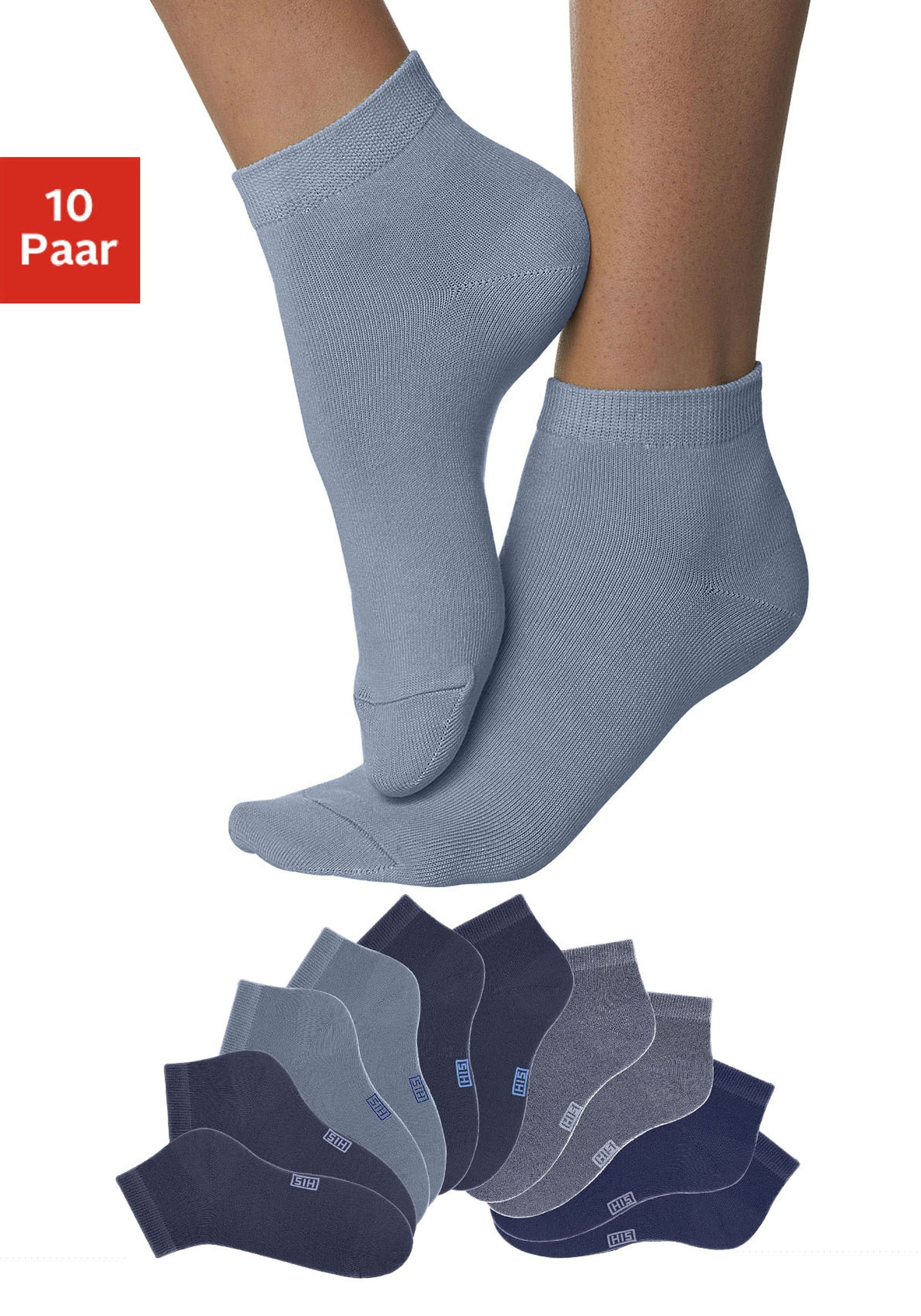 dunkelblau 10-Paar) (Set, Ferse und Spitze Kurzsocken H.I.S mit marine, jeans, verstärkter