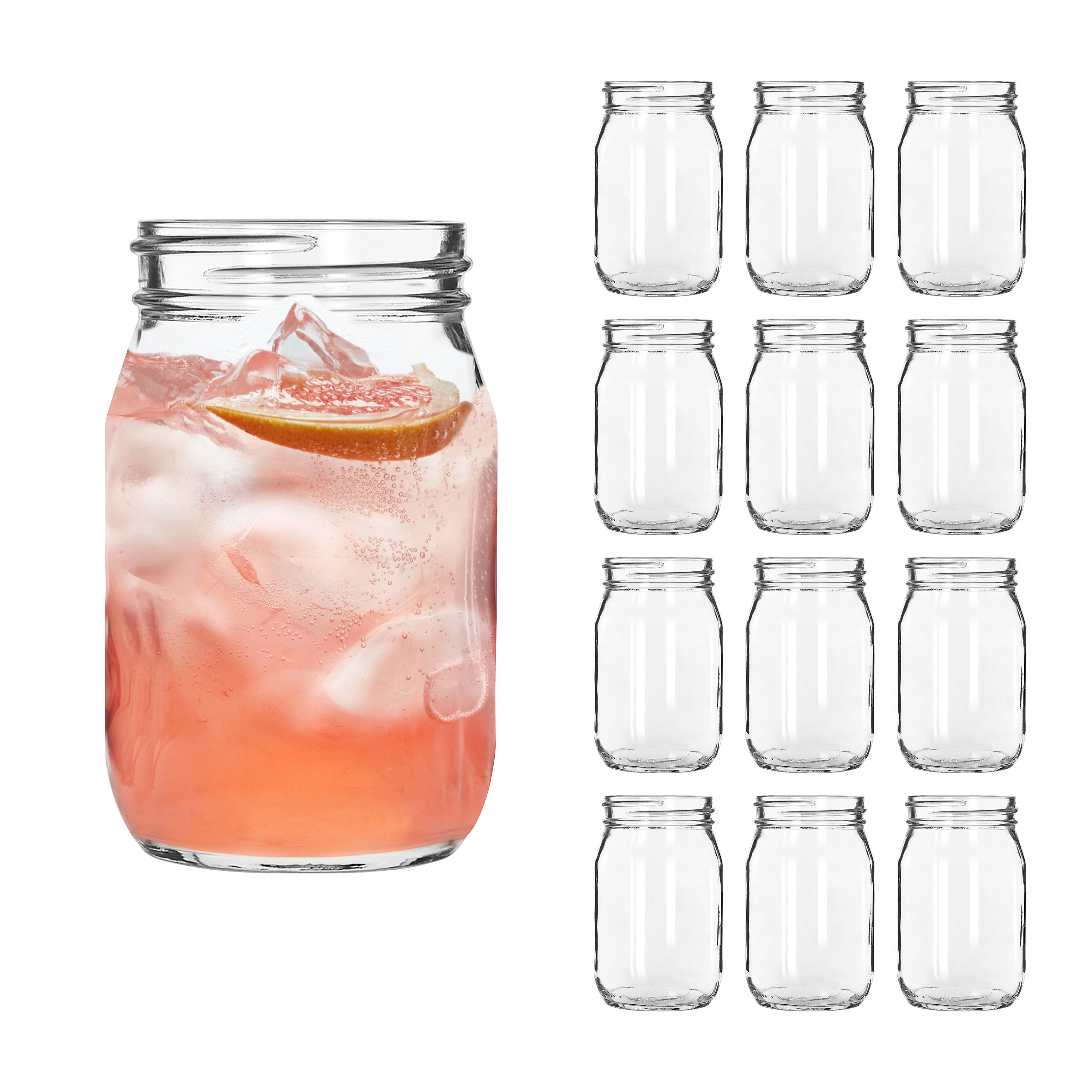 LIBBEY Gläser-Set Libbey Trinkglas, 12er Set -DRINKING JARS-, 12-tlg., Glas, 473 ml, hochwertig verarbeitet, im modernen Design