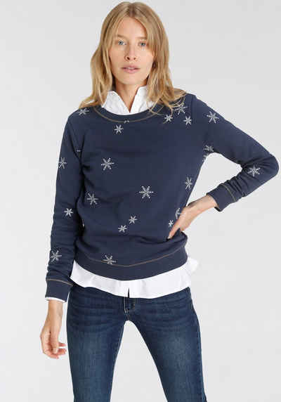 DELMAO Sweatshirt mit edel bestickten Schneeflocken - NEUE MARKE!
