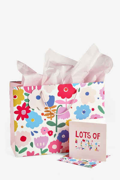 Next Geschenkpapier Geschenktasche und Karte im Set mit Blumenmuster, (1St)