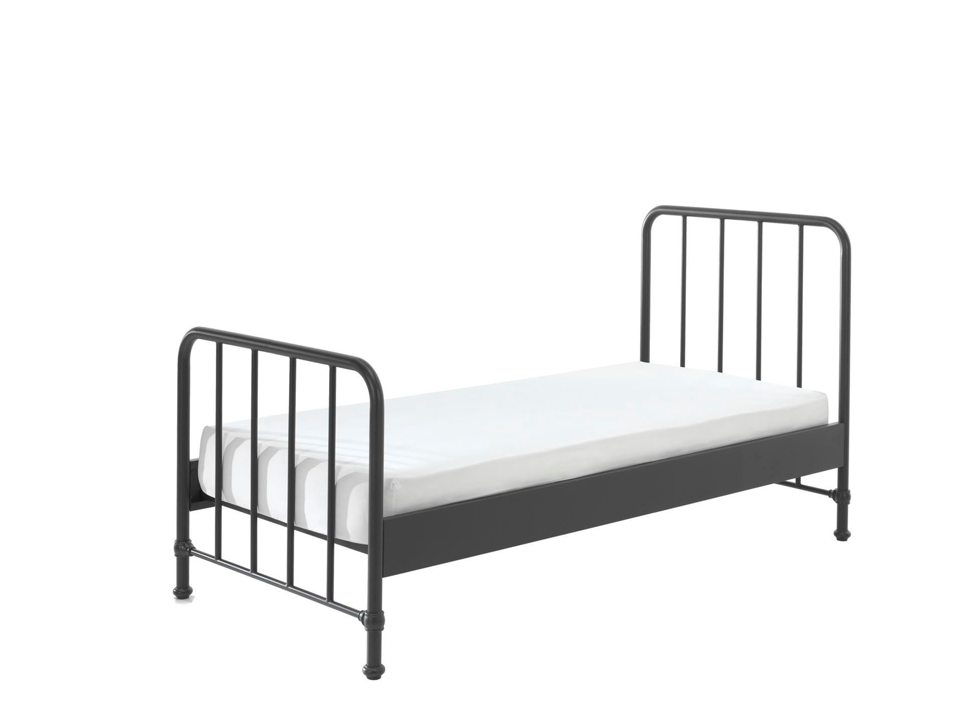 58 aufm Kessel Bettgestell Metallbett Kay 97x206x110 Einzelbett avantgarde Metall Schwarz matt (inkl. Versand, Lieferung bis Verwendungsstelle), Liegefläche 90x200, modernes Bett mit Rohrrahmen und trendiger Optik