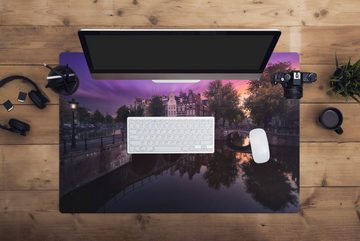 MuchoWow Gaming Mauspad Bild der Keizersgracht in Amsterdam unter einem bunten Himmel (1-St), Büro für Tastatur und Maus, Mousepad Gaming, 90x60 cm, XXL, Großes