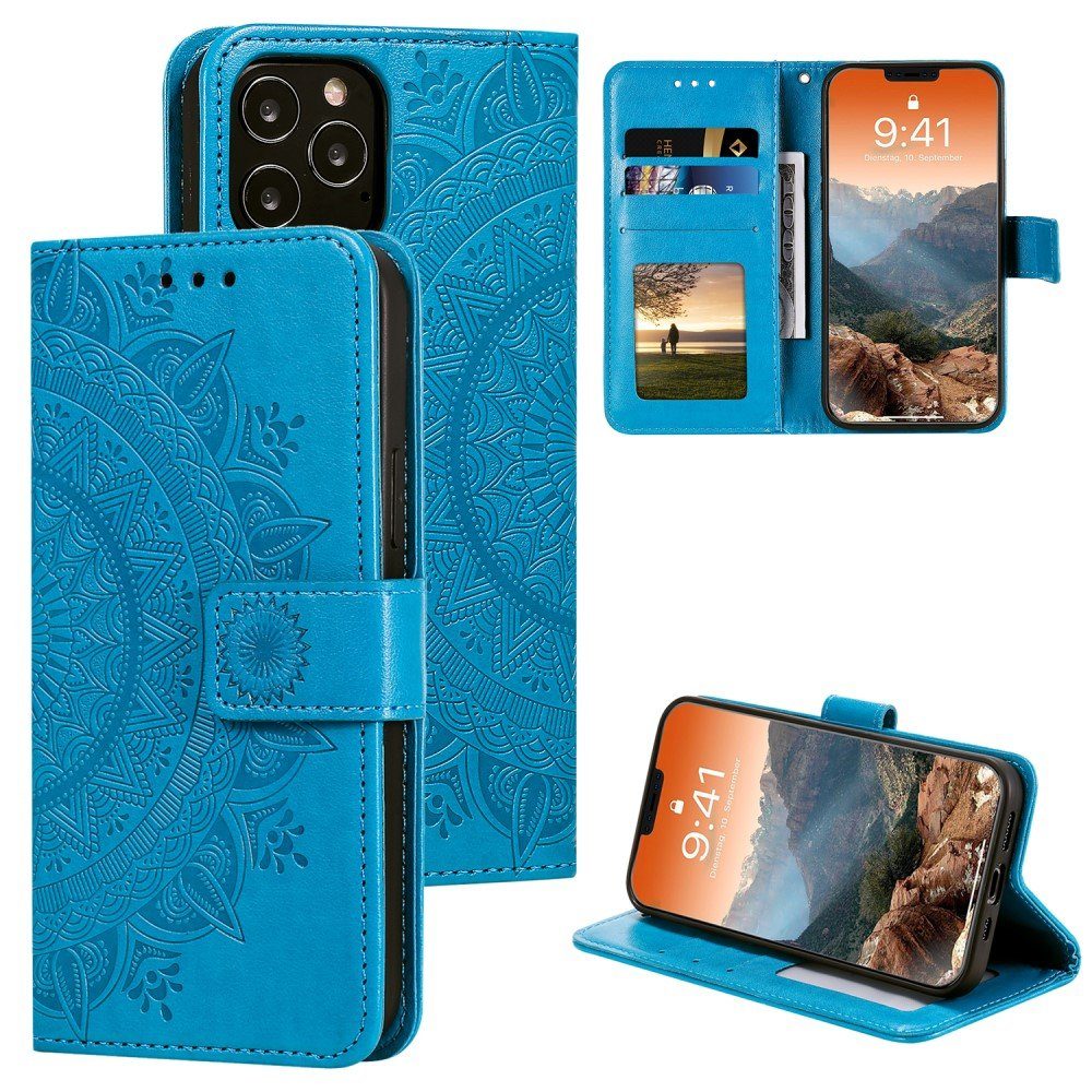 CoverKingz Handyhülle Hülle für Apple iPhone 12 Pro Max Handyhülle Flip Case Cover Etui, Klapphülle Schutzhülle mit Kartenfach Schutztasche Motiv Mandala
