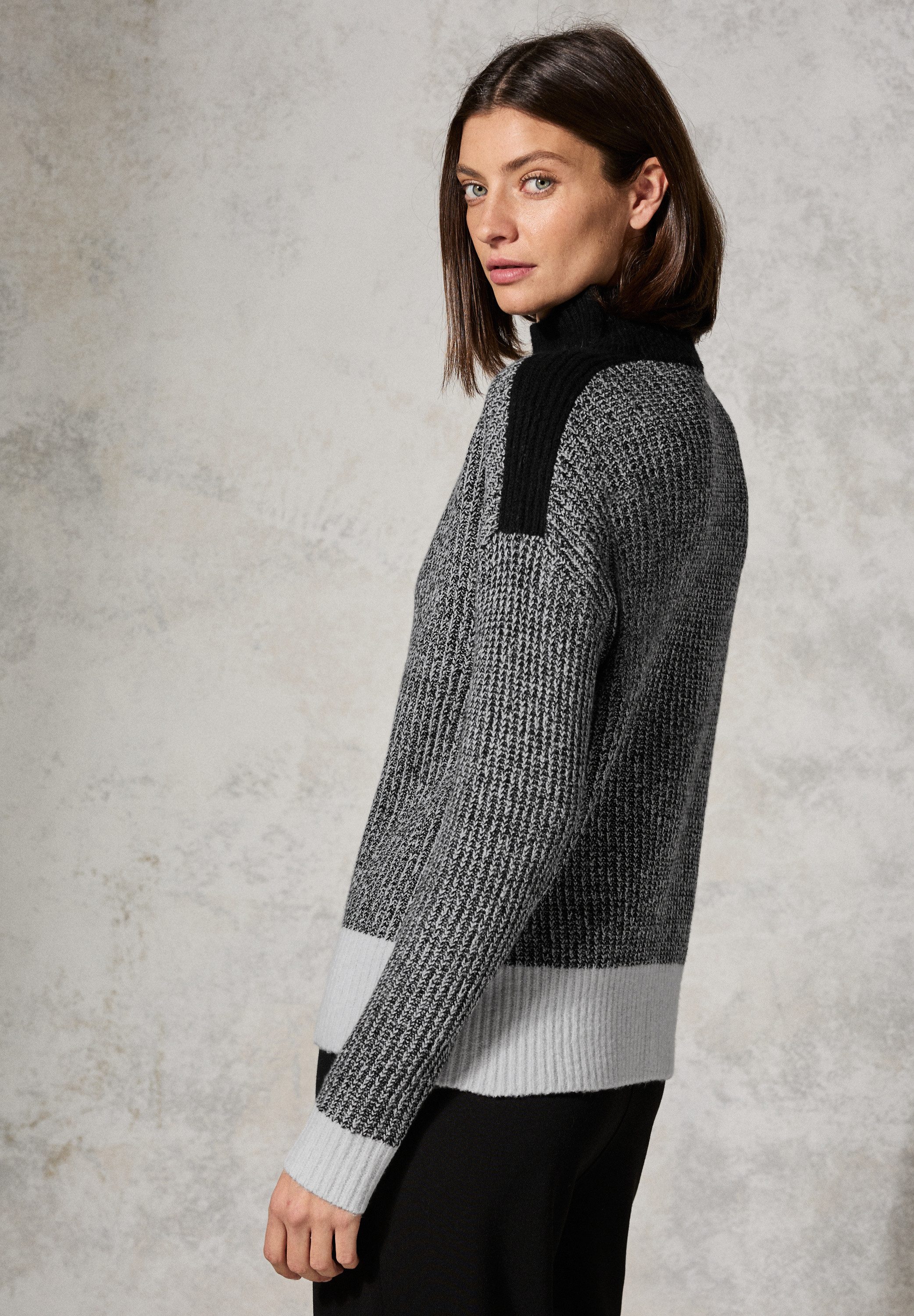 CECIL Rollkragenpullover im Melange Look