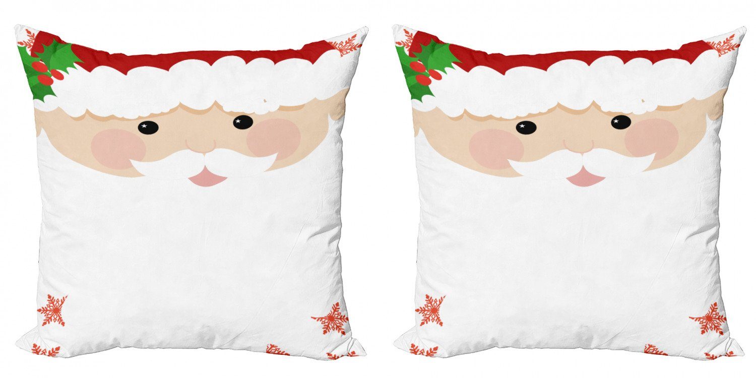 Kissenbezüge Modern Accent Doppelseitiger Digitaldruck, Abakuhaus (2 Stück), Weihnachten Karikatur-Gesicht Sankt | Kissenbezüge