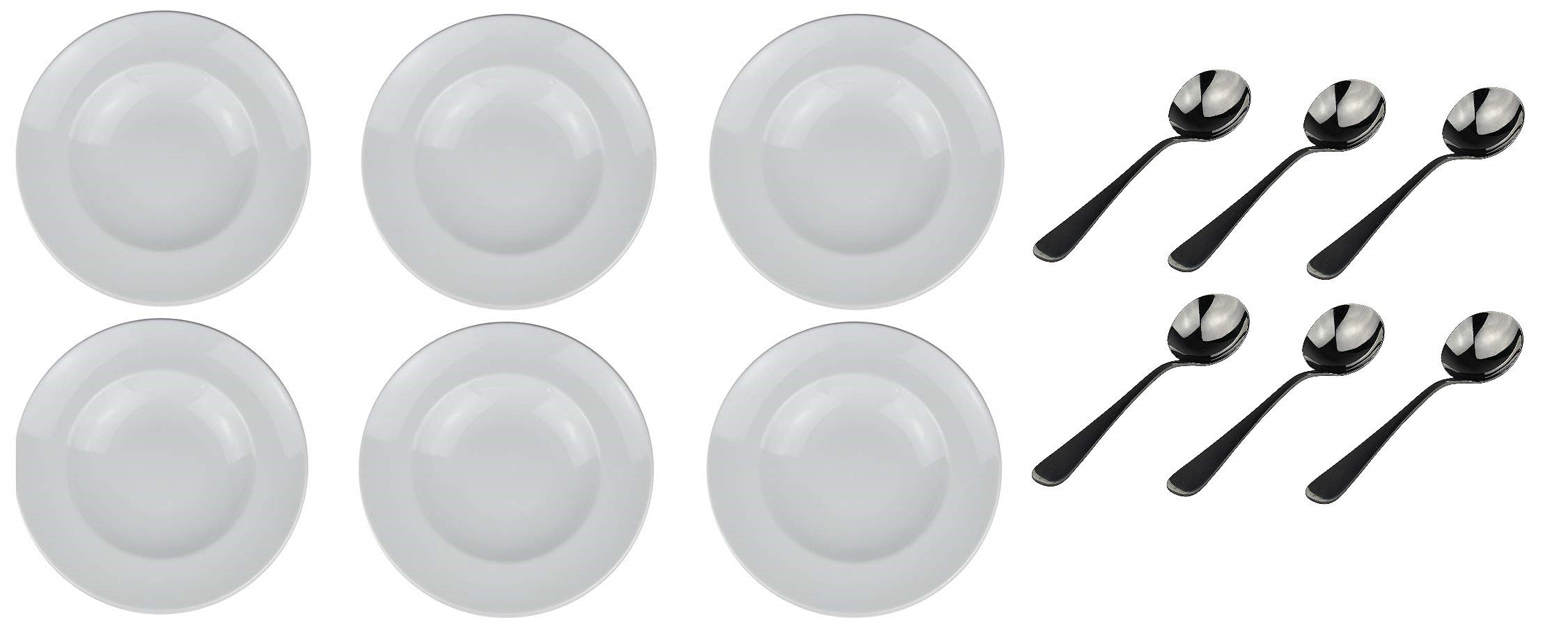 Pastateller Porzellan weiß Ø 30cm inkl. Pastalöffel Set